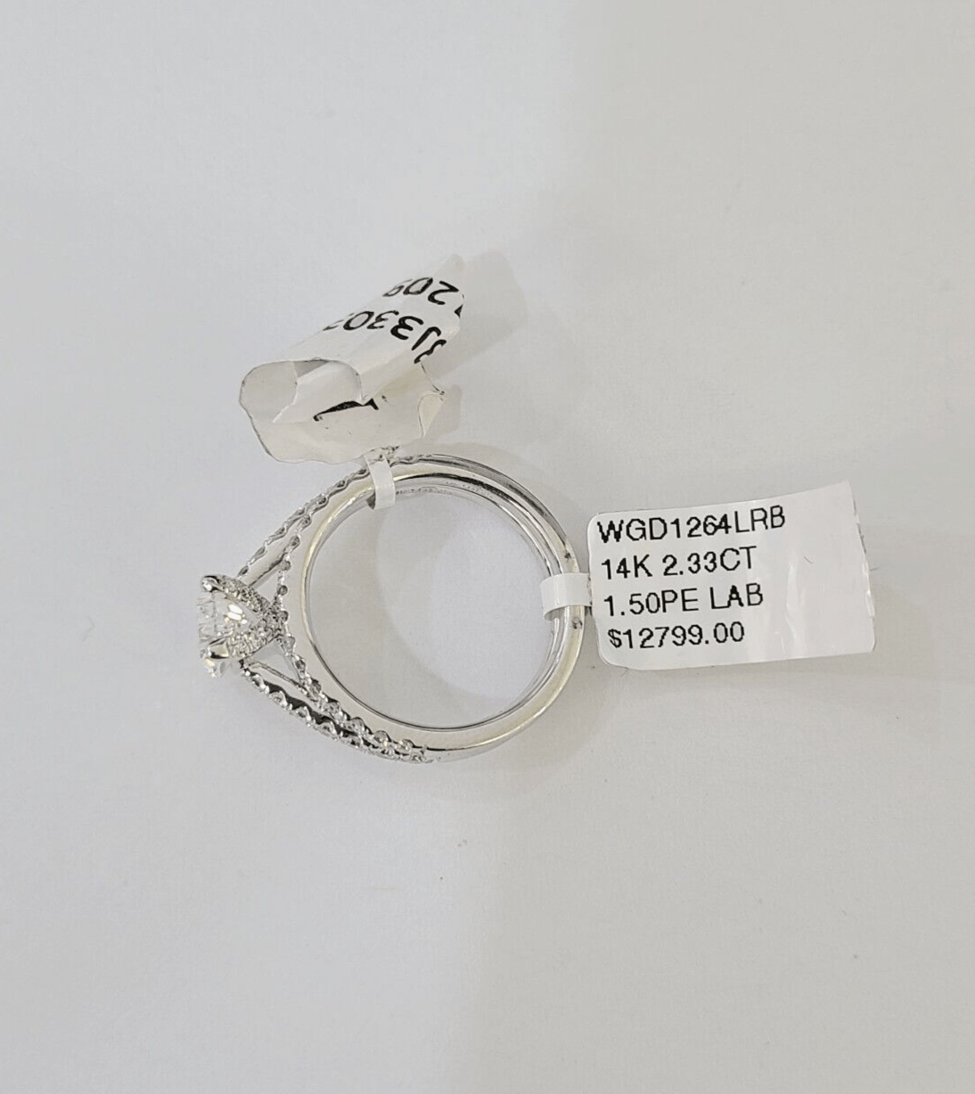 Real 14k White Gold Diamond Ladies Ring SETLab Created Women Engagement Wedding - GoldenlinQ