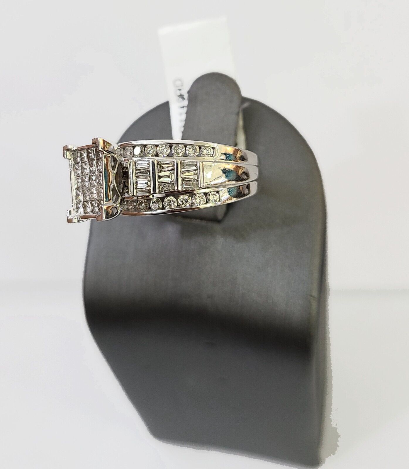 REAL 14k White Gold Diamond Ring 1.46 CT Size 10 Square Shaped Engagement Ring - GoldenlinQ