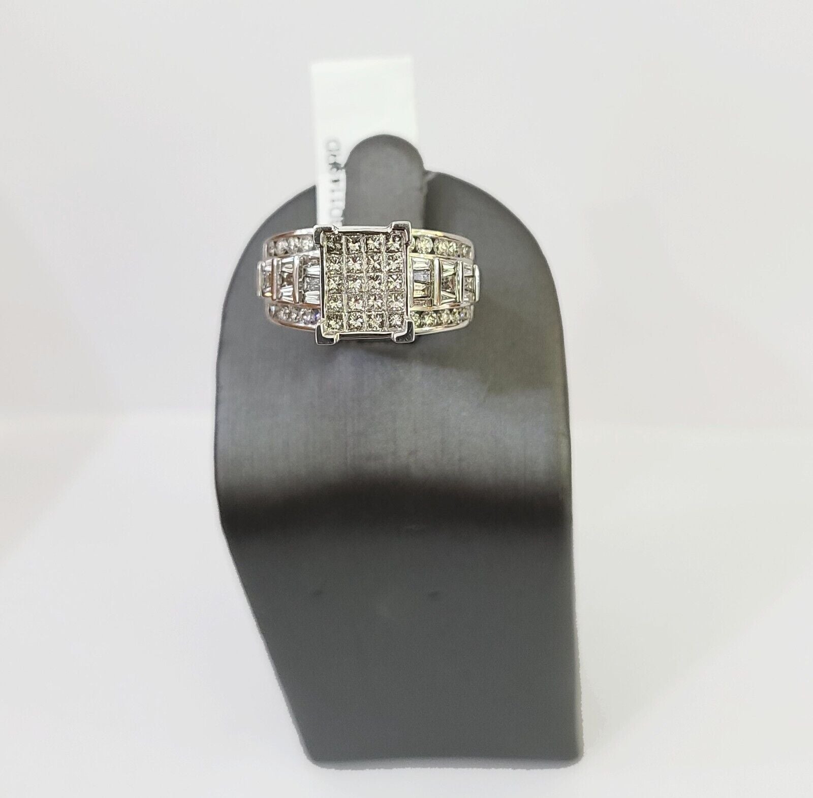 REAL 14k White Gold Diamond Ring 1.46 CT Size 10 Square Shaped Engagement Ring - GoldenlinQ