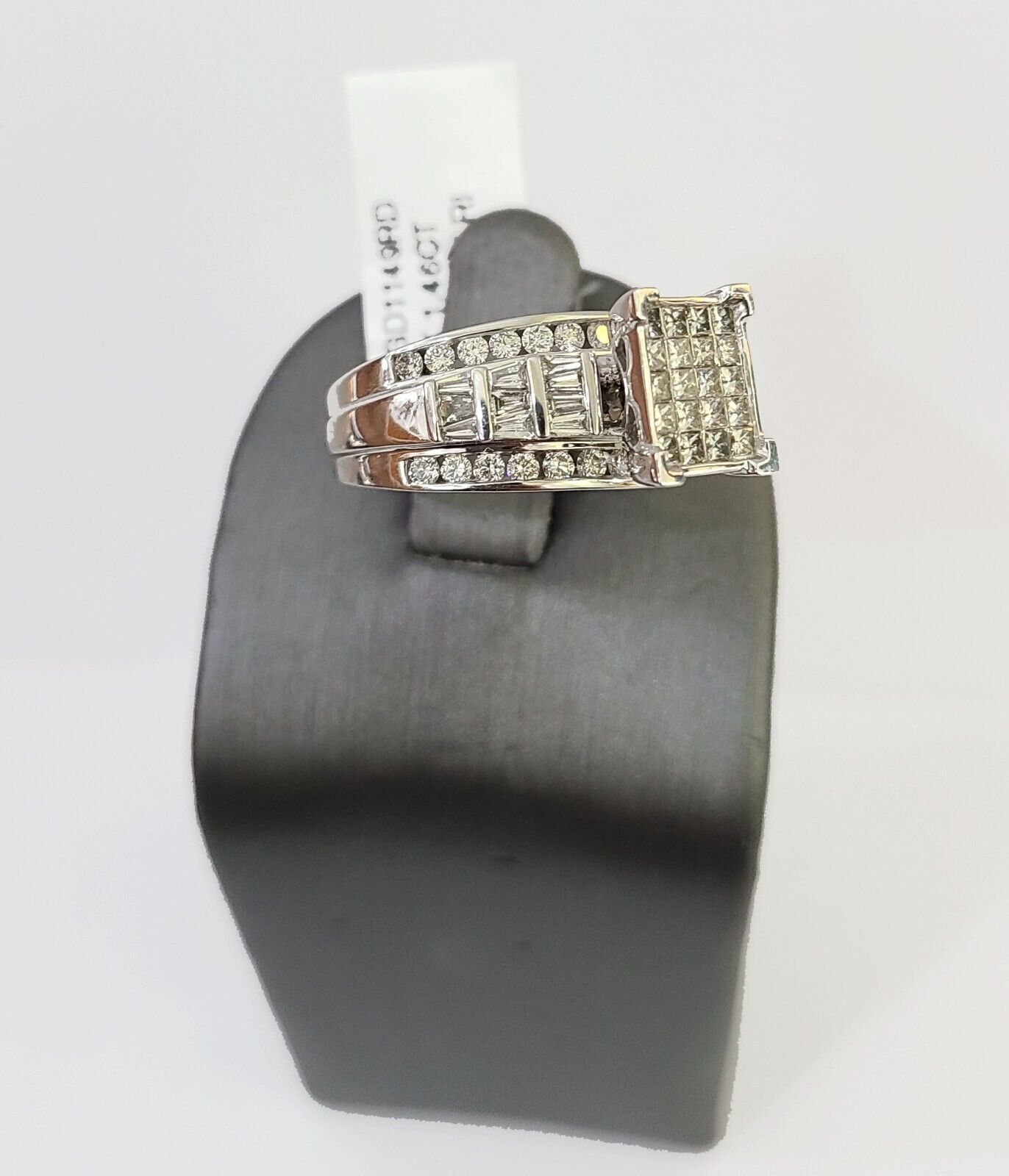 REAL 14k White Gold Diamond Ring 1.46 CT Size 10 Square Shaped Engagement Ring - GoldenlinQ