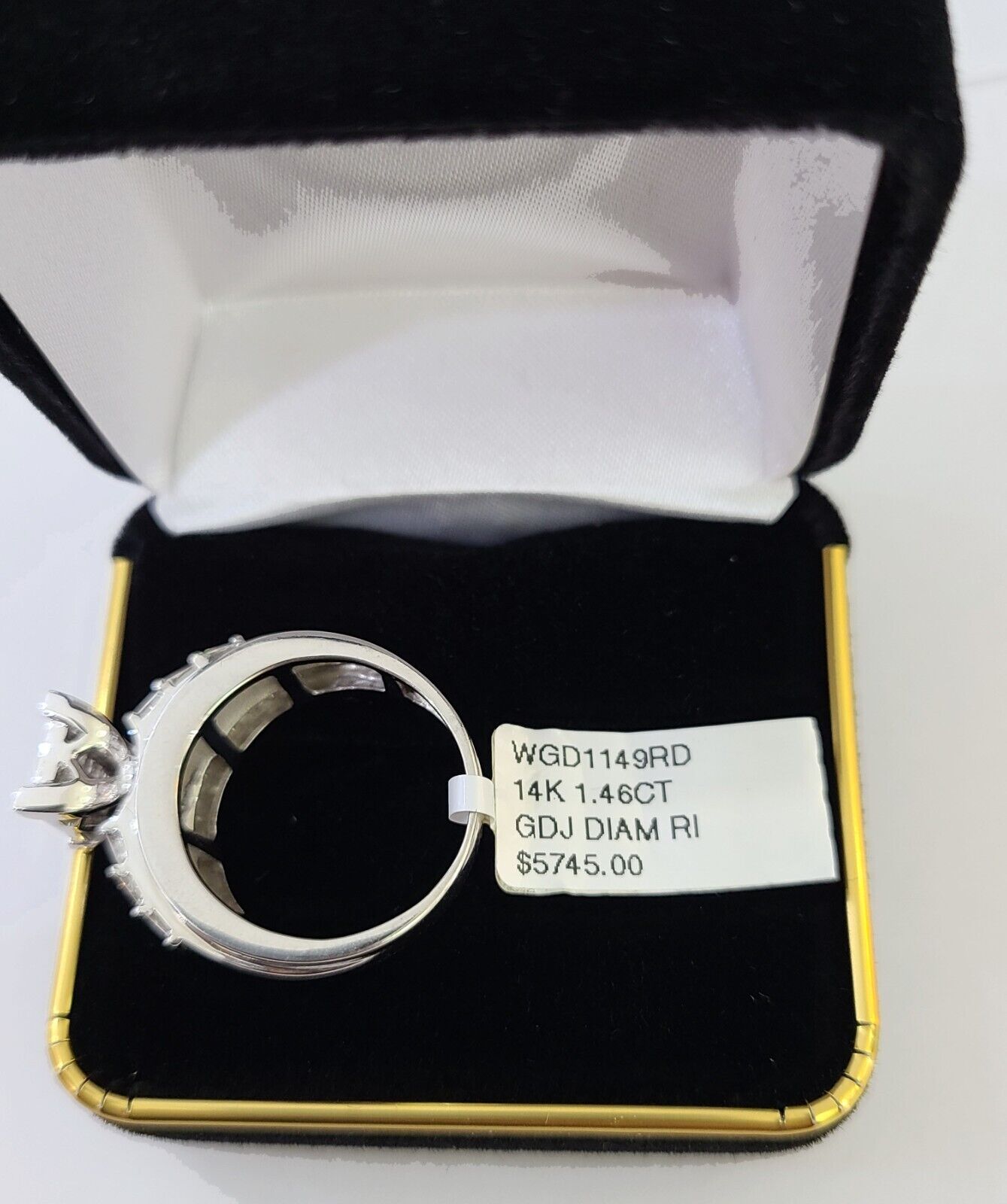 REAL 14k White Gold Diamond Ring 1.46 CT Size 10 Square Shaped Engagement Ring - GoldenlinQ