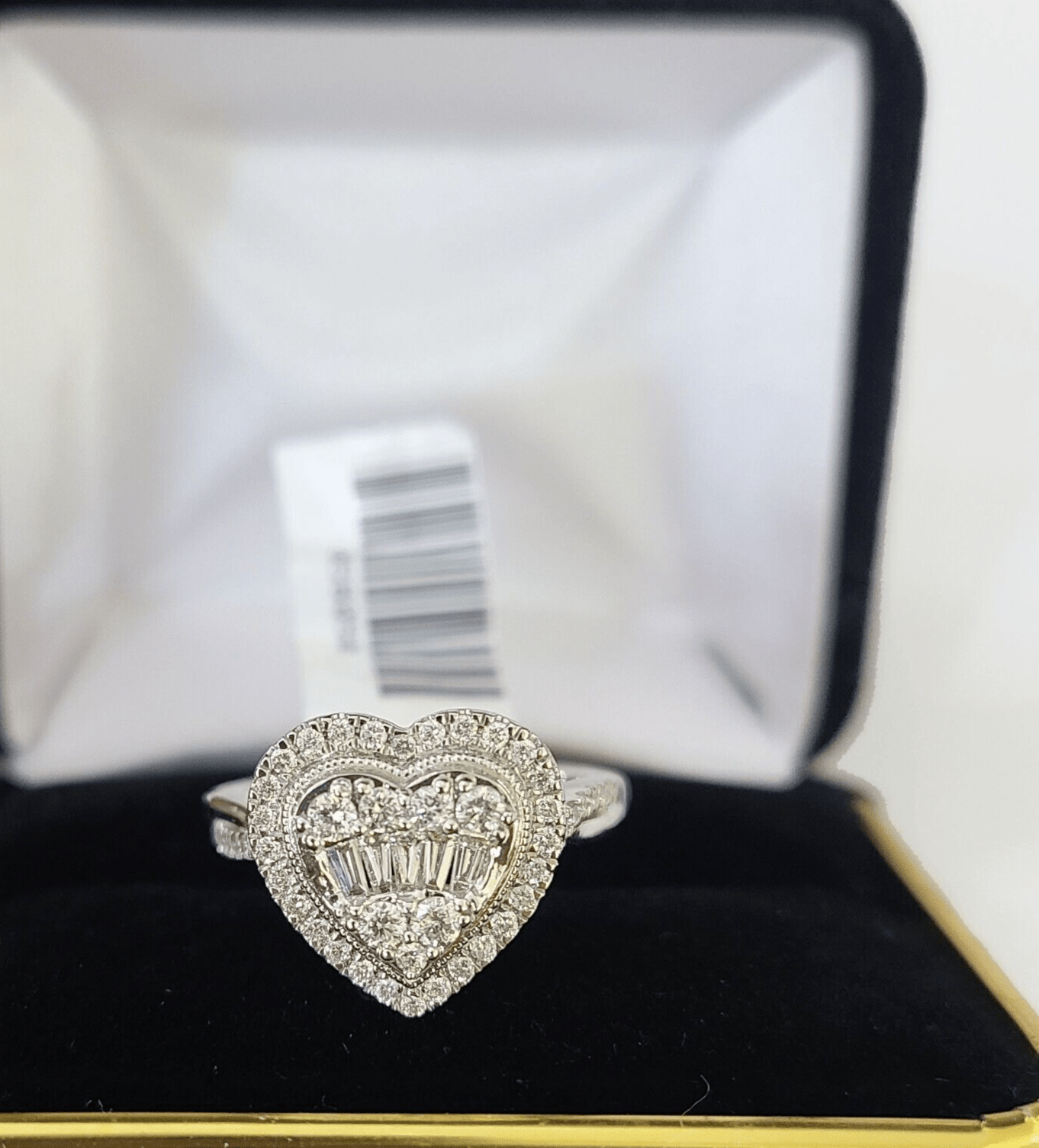 REAL 14k White Gold Diamond Ring Heart Shaped Ladies Wedding Engagement - GoldenlinQ
