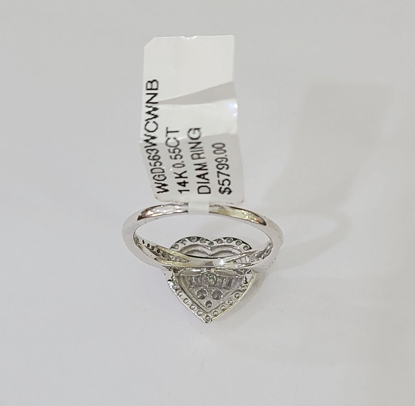 REAL 14k White Gold Diamond Ring Heart Shaped Ladies Wedding Engagement - GoldenlinQ