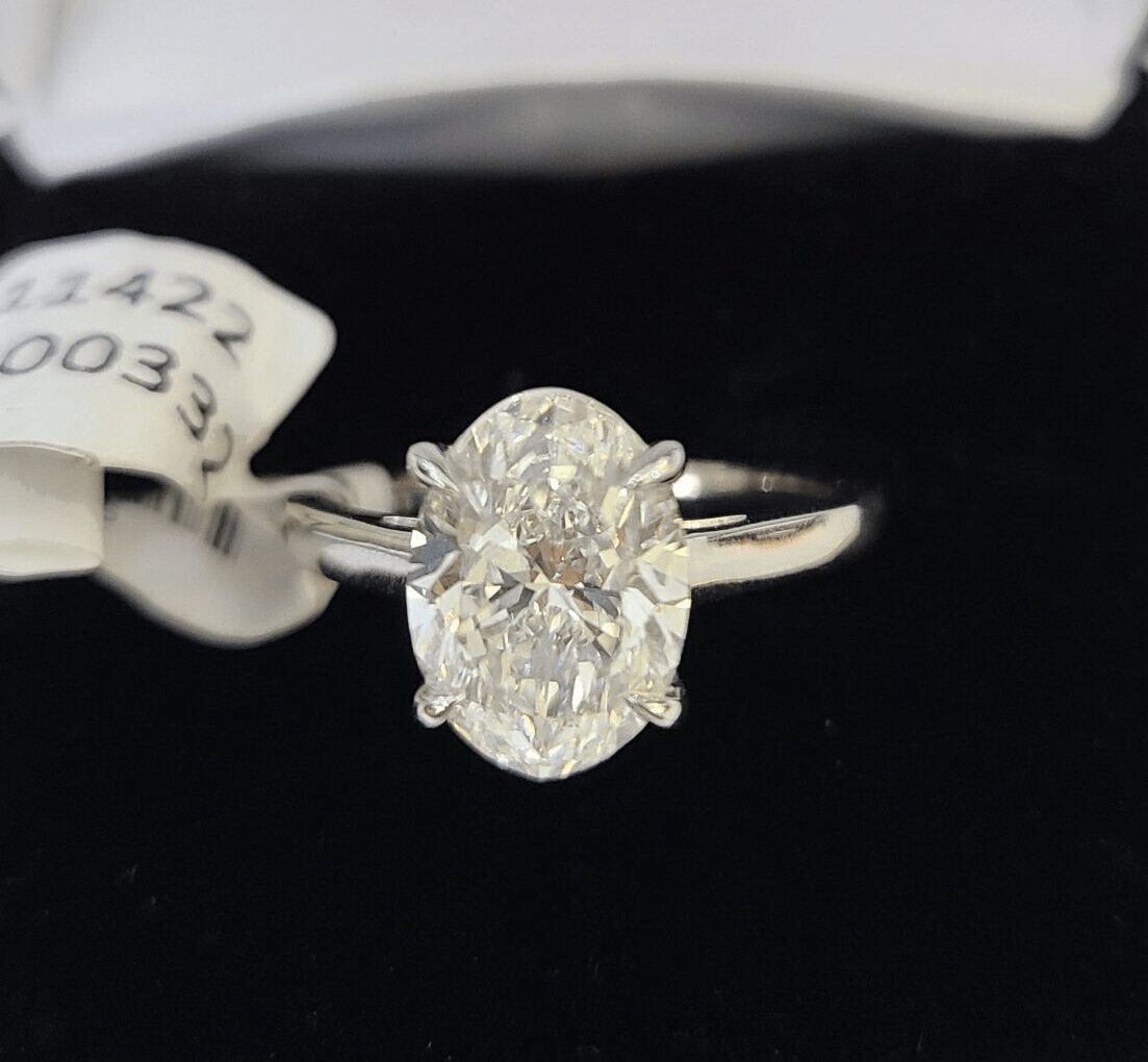 REAL 14k White Gold Diamond Ring Lab Created Ladies Wedding Engagement Genuine - GoldenlinQ