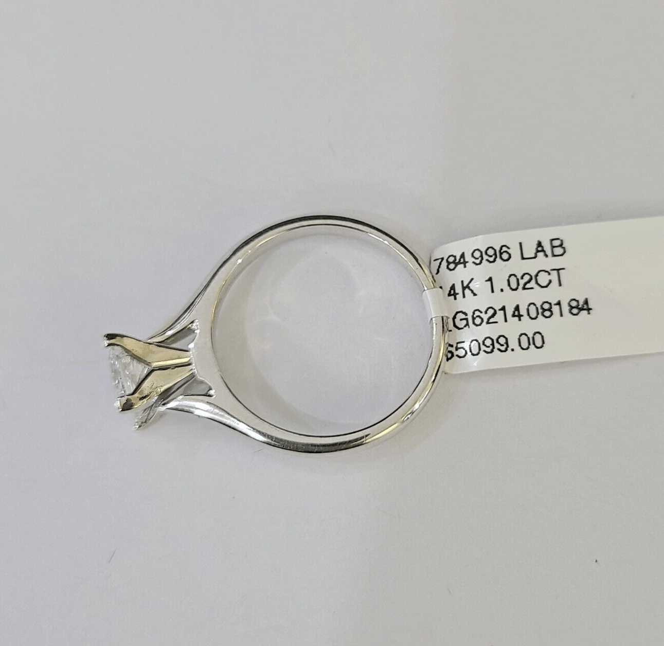 REAL 14k White Gold Diamond Ring Lab Created Ladies Wedding Engagement Genuine - GoldenlinQ