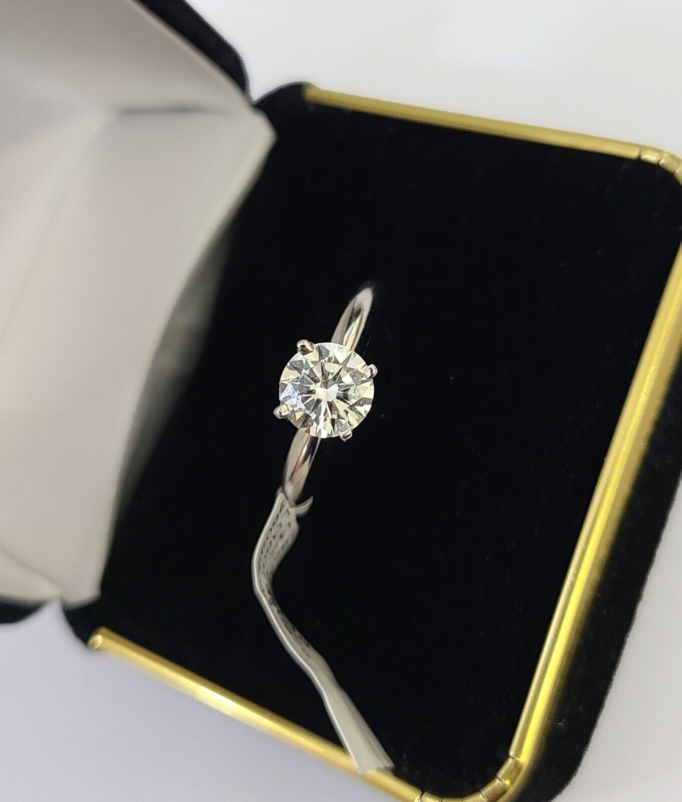 REAL 14k White Gold Diamond Ring Lab Created Ladies Wedding Engagement Genuine - GoldenlinQ