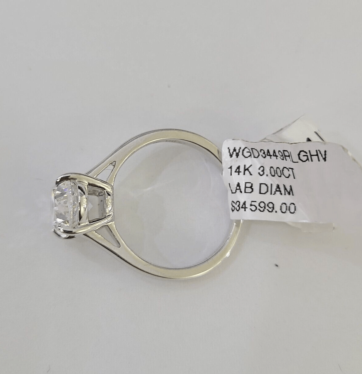 REAL 14k White Gold Diamond Ring Lab Created Ladies Wedding Engagement Genuine - GoldenlinQ