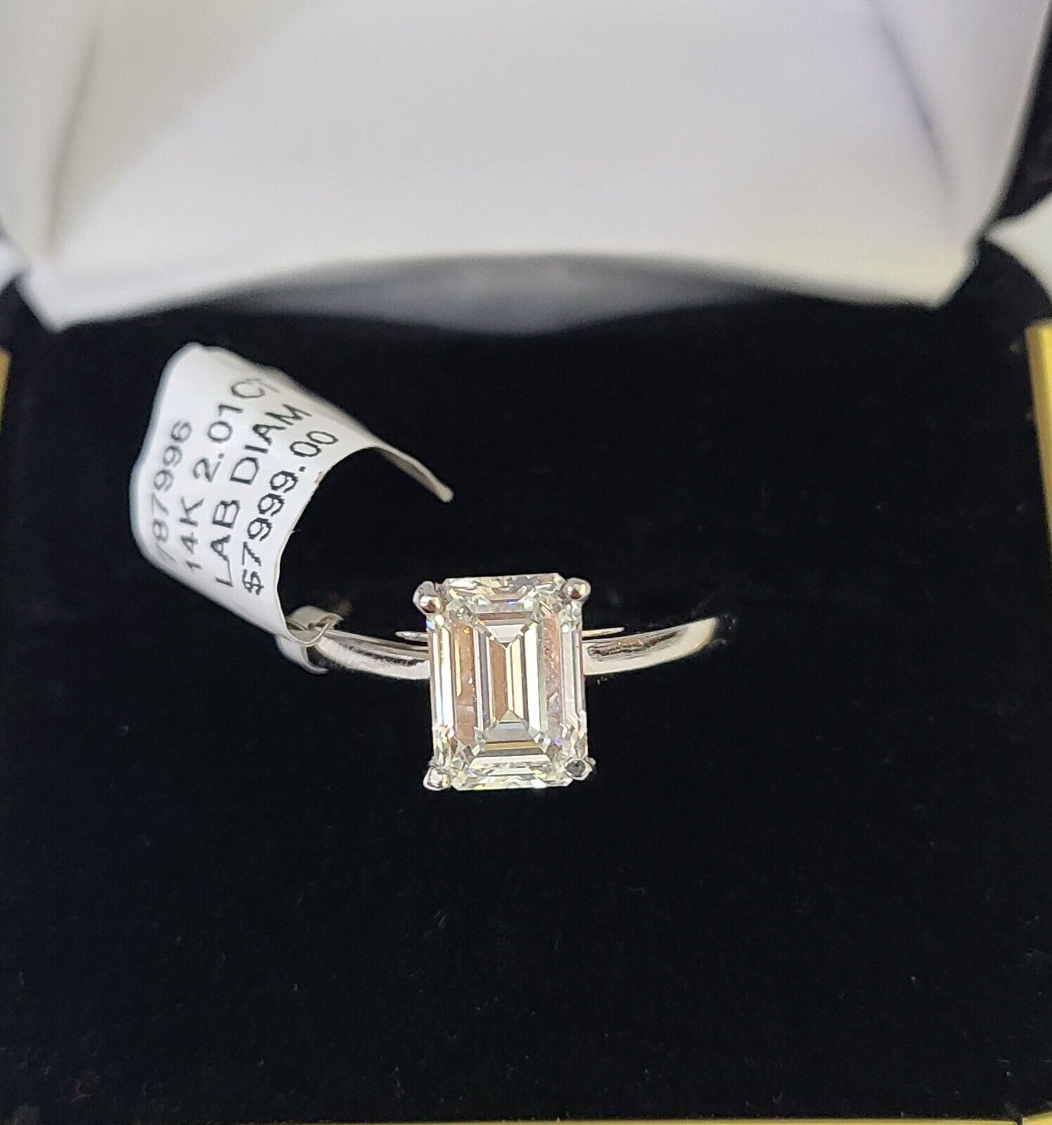 REAL 14k White Gold Diamond Ring Lab Created Ladies Wedding Engagement Genuine - GoldenlinQ