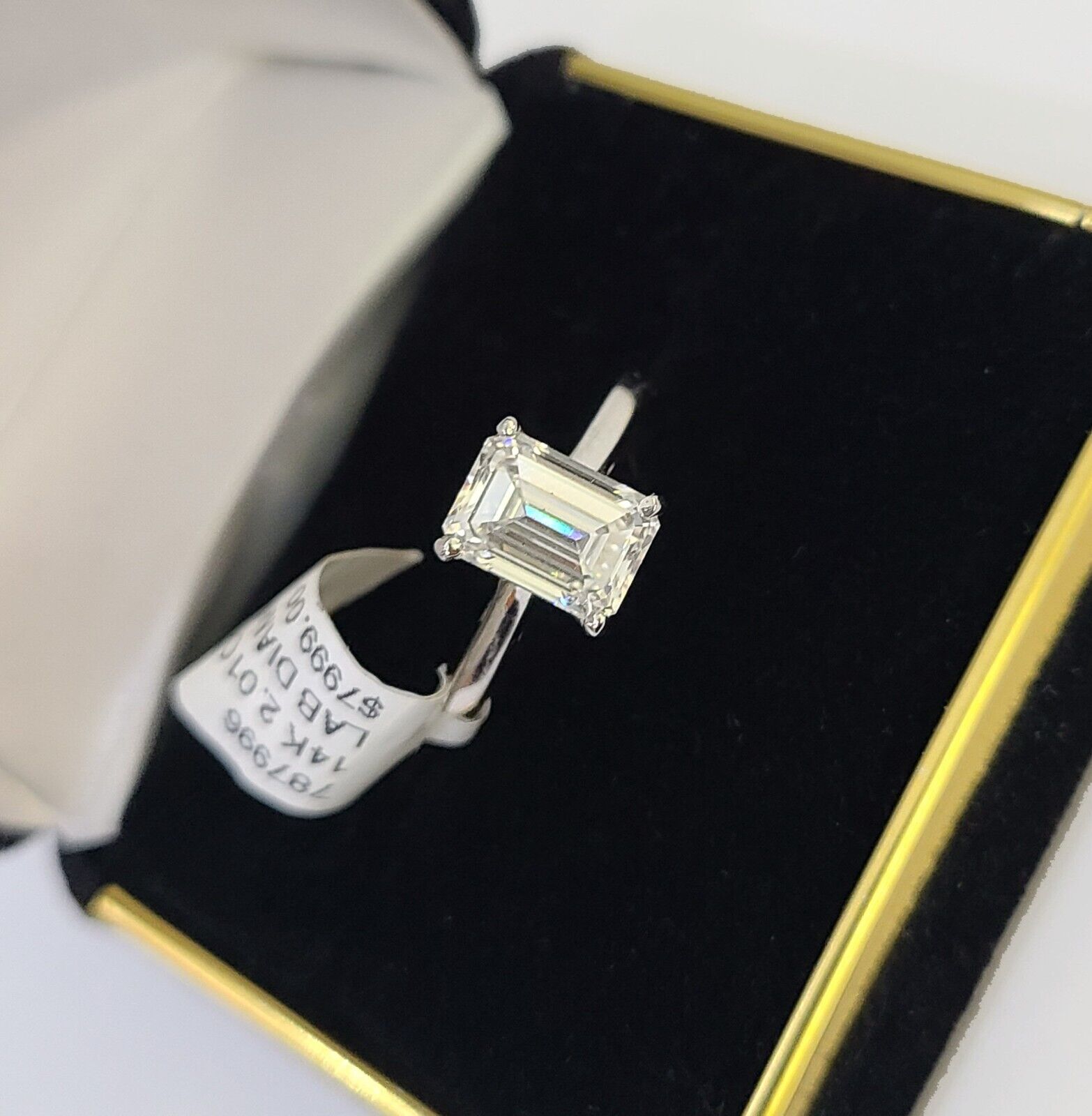 REAL 14k White Gold Diamond Ring Lab Created Ladies Wedding Engagement Genuine - GoldenlinQ