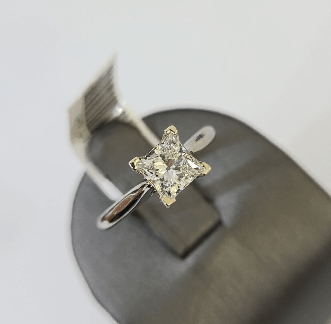 REAL 14k White Gold Diamond Ring Lab Created Ladies Wedding Engagement Genuine - GoldenlinQ