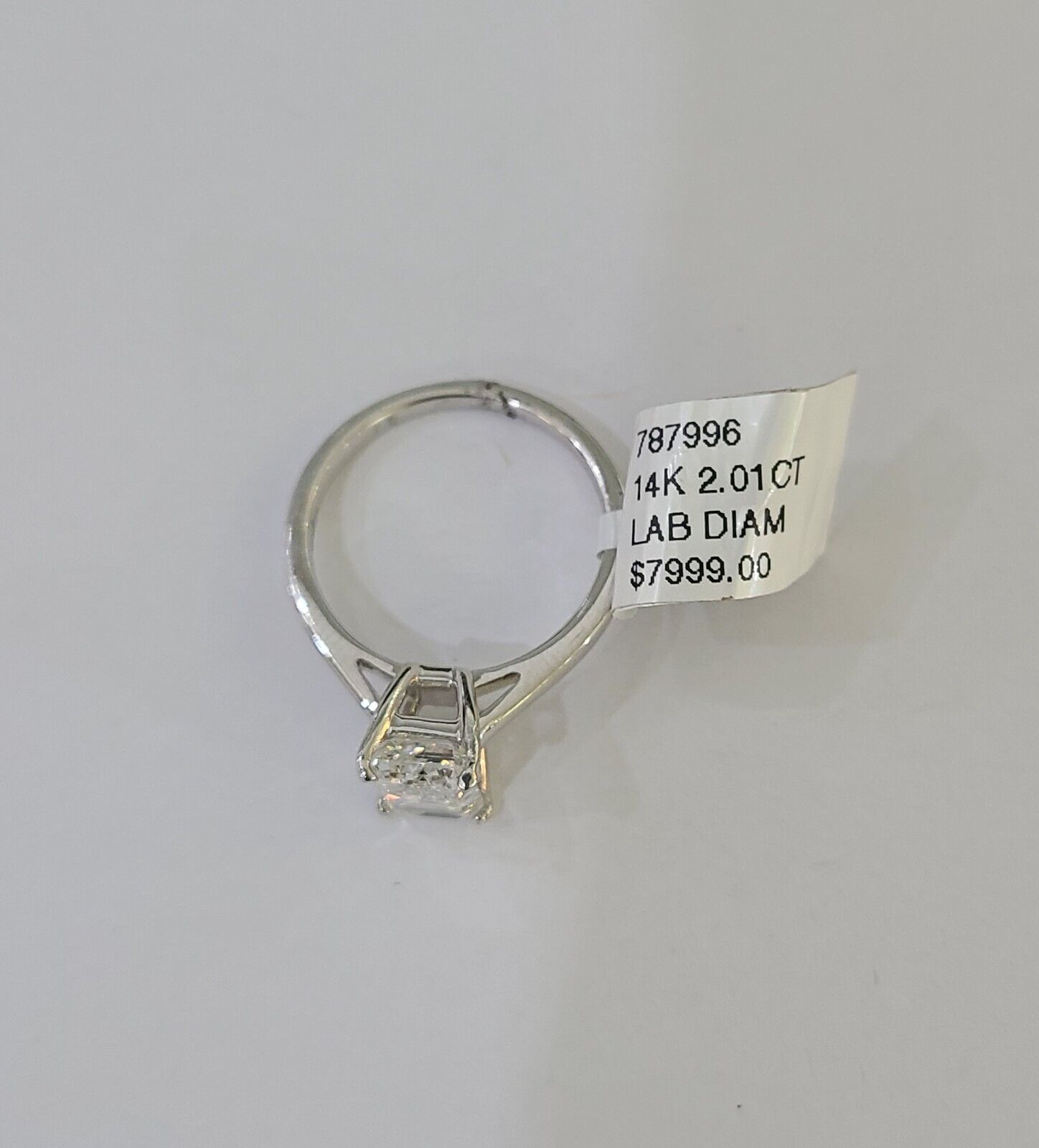 REAL 14k White Gold Diamond Ring Lab Created Ladies Wedding Engagement Genuine - GoldenlinQ