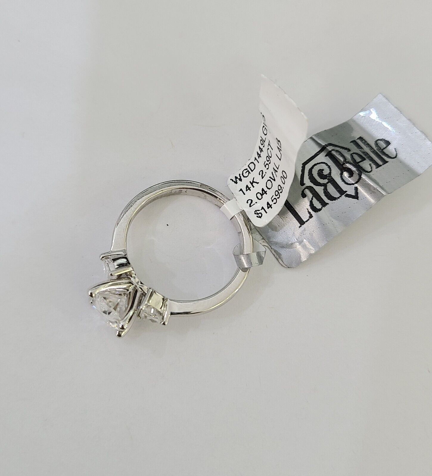 REAL 14k White Gold Diamond Ring Lab Created Ladies Wedding Engagement Genuine - GoldenlinQ