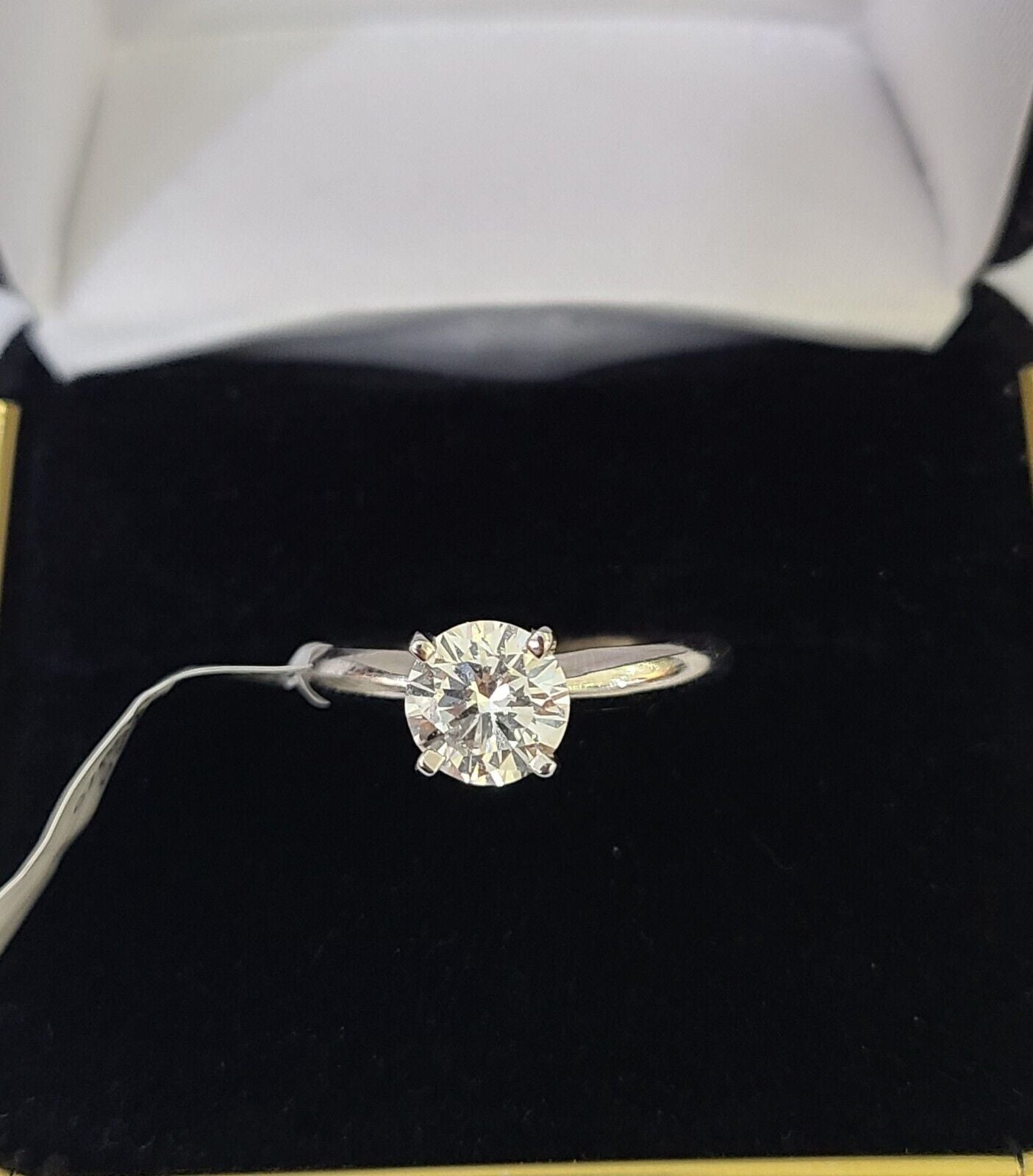 REAL 14k White Gold Diamond Ring Lab Created Ladies Wedding Engagement Genuine - GoldenlinQ