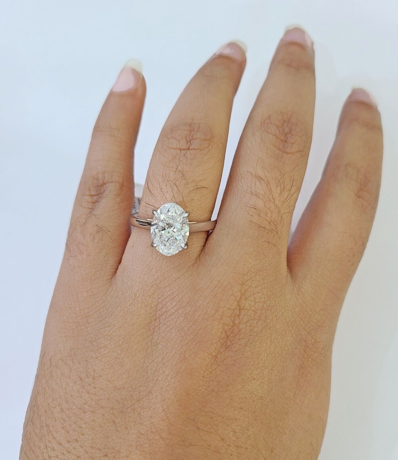 REAL 14k White Gold Diamond Ring Lab Created Ladies Wedding Engagement Genuine - GoldenlinQ