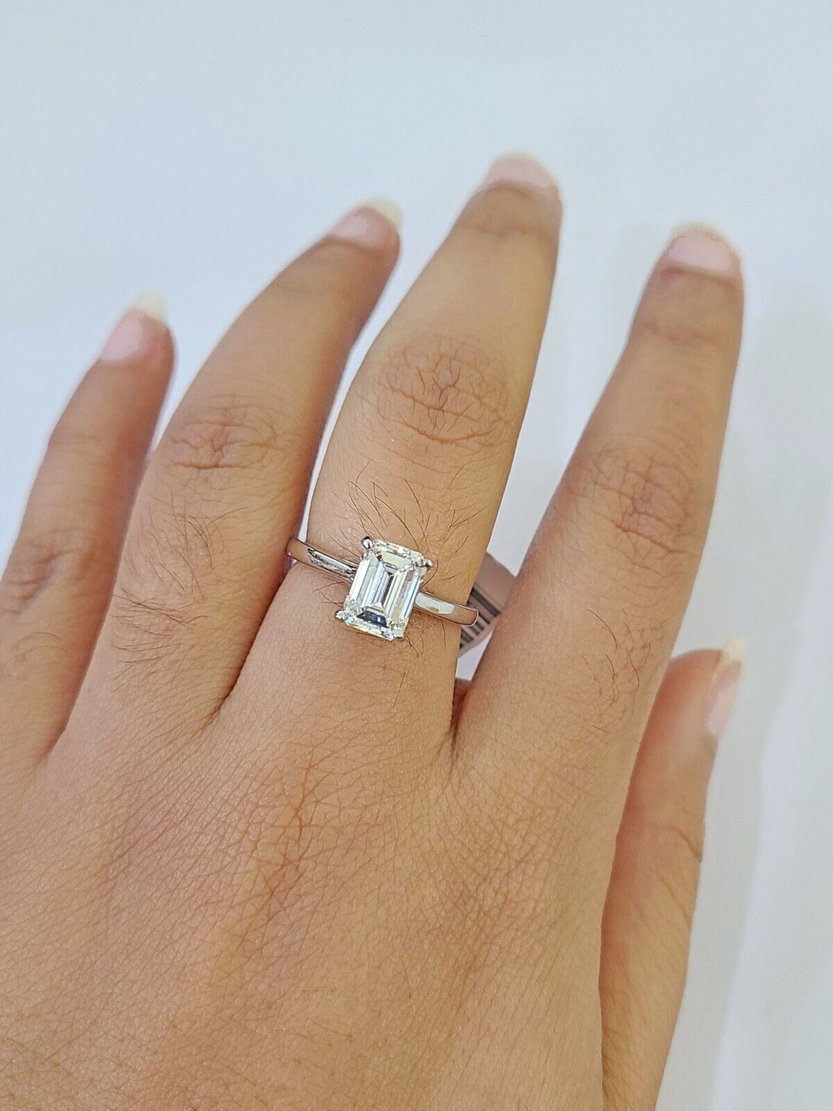 REAL 14k White Gold Diamond Ring Lab Created Ladies Wedding Engagement Genuine - GoldenlinQ