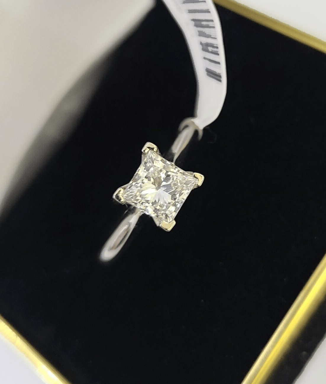 REAL 14k White Gold Diamond Ring Lab Created Ladies Wedding Engagement Genuine - GoldenlinQ