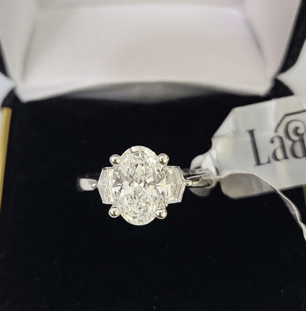 REAL 14k White Gold Diamond Ring Lab Created Ladies Wedding Engagement Genuine - GoldenlinQ