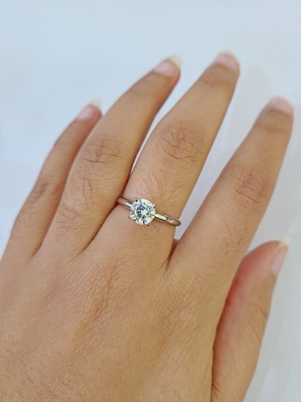 REAL 14k White Gold Diamond Ring Lab Created Ladies Wedding Engagement Genuine - GoldenlinQ