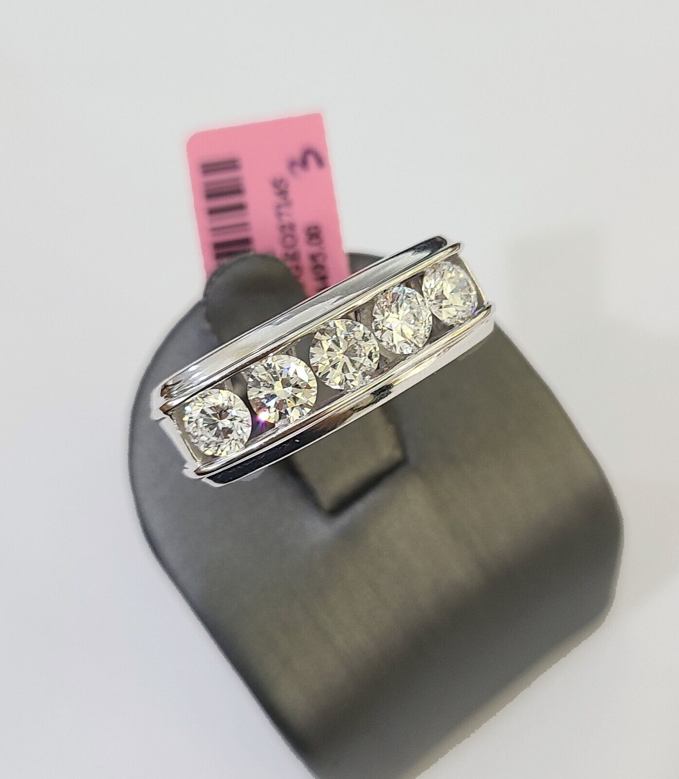 REAL 14k White Gold Diamond Ring Lab Created Wedding Engagement Mens Male - GoldenlinQ