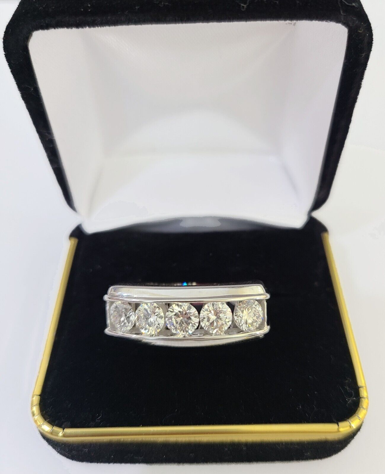 REAL 14k White Gold Diamond Ring Lab Created Wedding Engagement Mens Male - GoldenlinQ