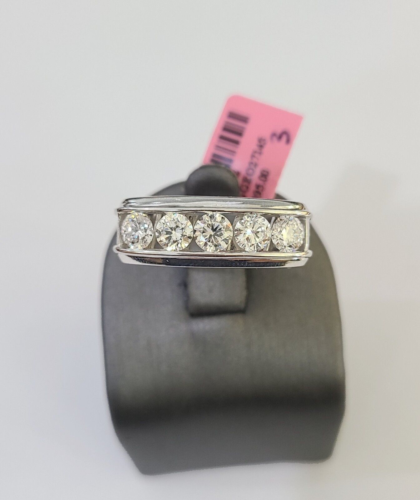 REAL 14k White Gold Diamond Ring Lab Created Wedding Engagement Mens Male - GoldenlinQ