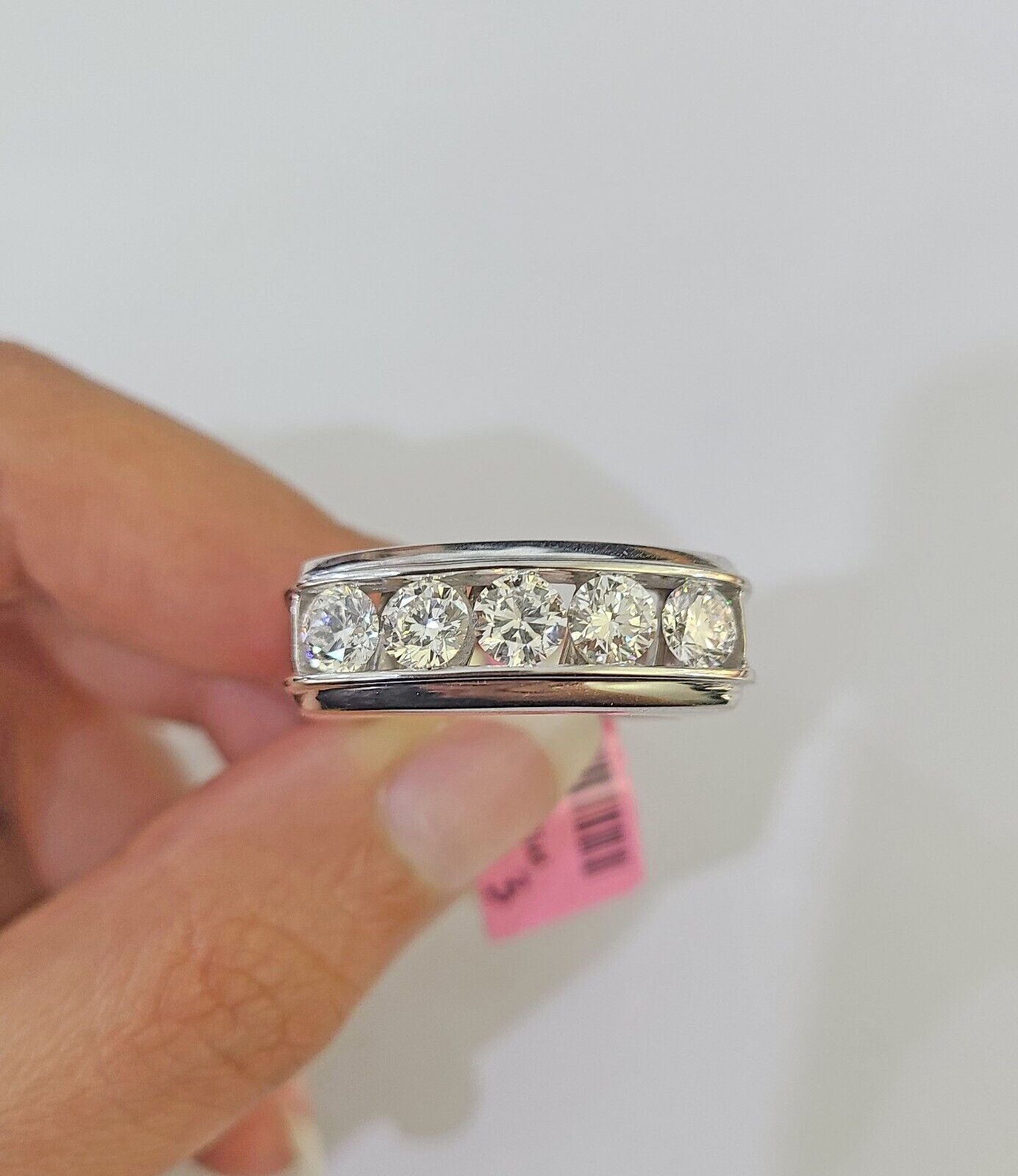 REAL 14k White Gold Diamond Ring Lab Created Wedding Engagement Mens Male - GoldenlinQ