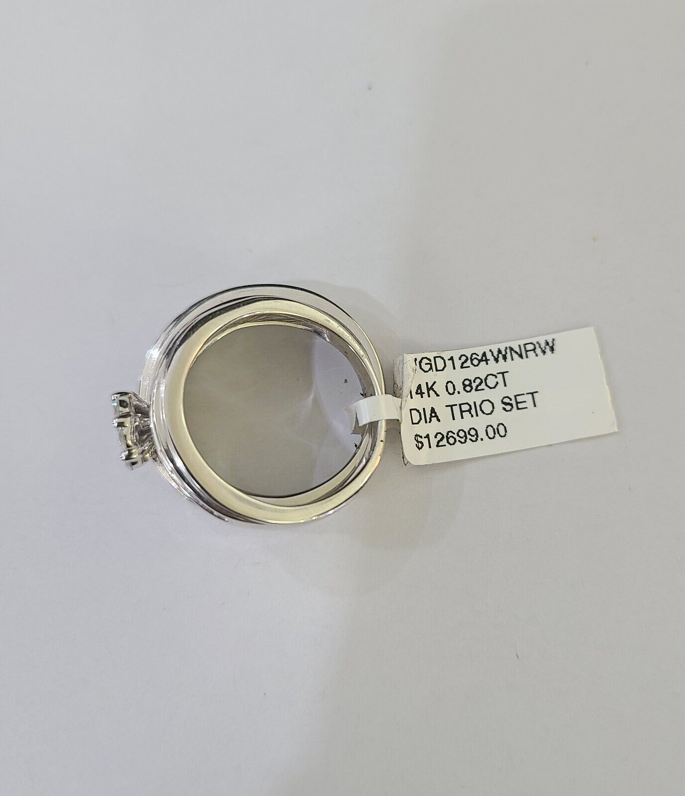 REAL 14k White Gold Diamond Ring Ladies Men Trio SET Wedding Engagement Genuine - GoldenlinQ