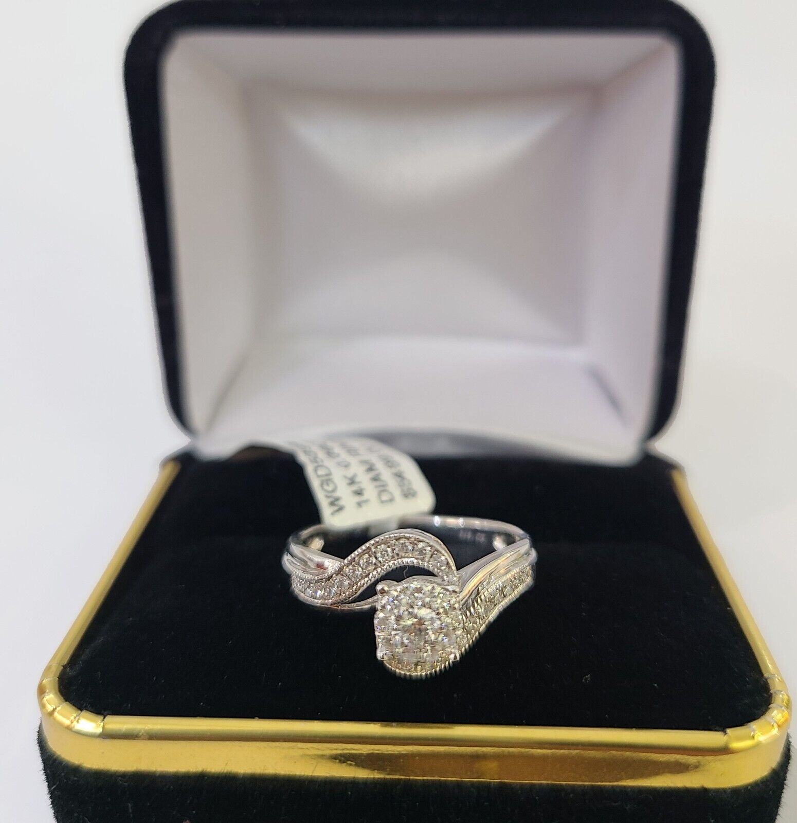 REAL 14k White Gold Diamond Ring Ladies Wedding Engagement Genuine - GoldenlinQ