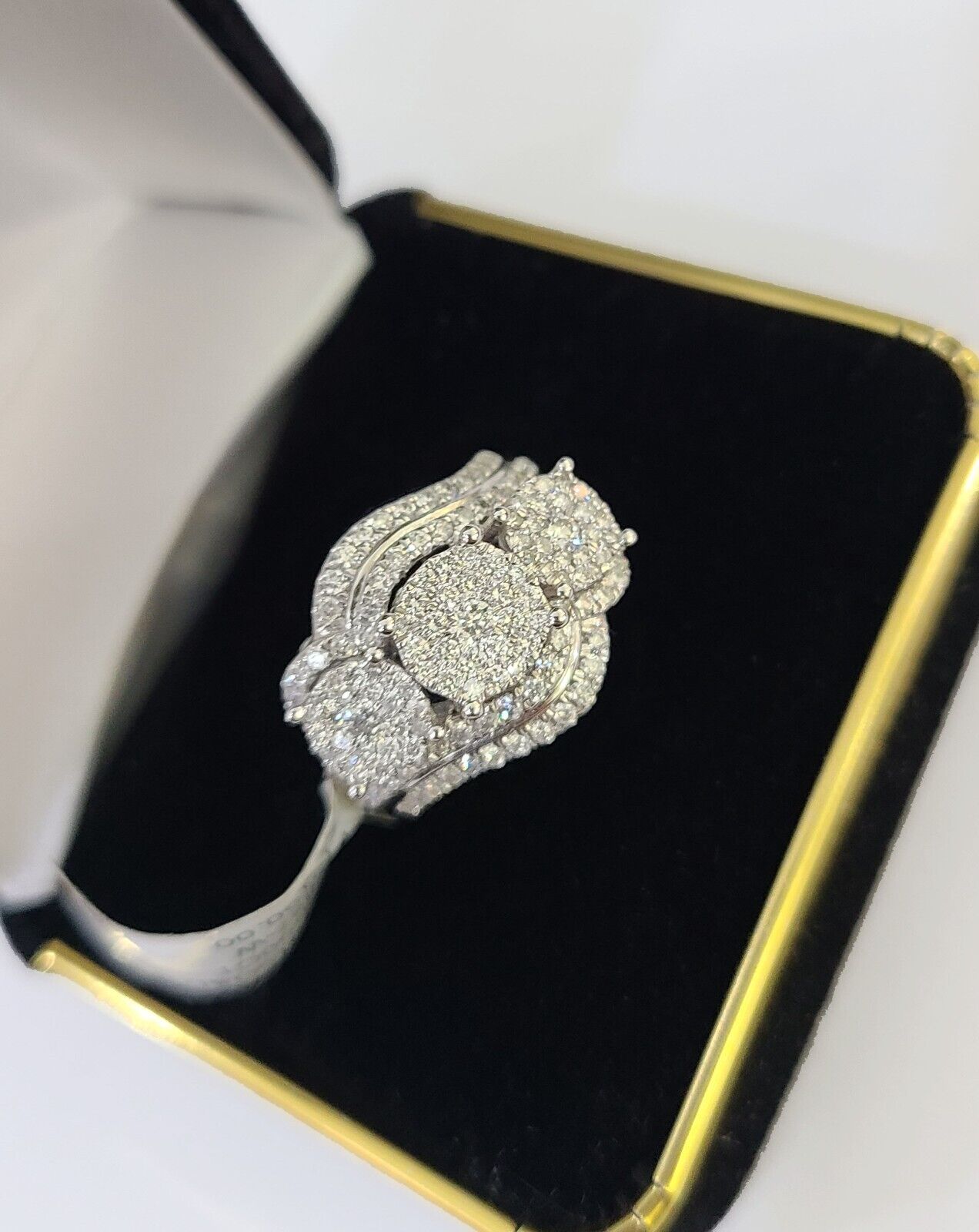 REAL 14k White Gold Diamond Ring Ladies Wedding Engagement Genuine - GoldenlinQ