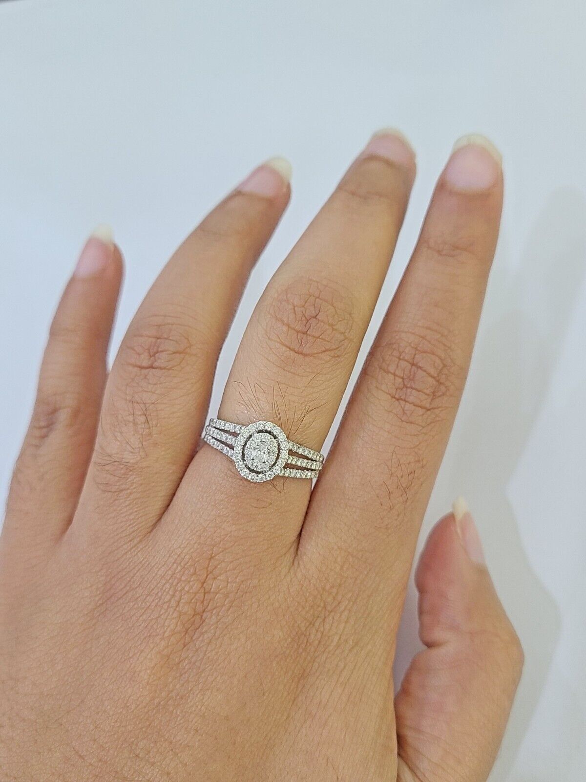 REAL 14k White Gold Diamond Ring Ladies Wedding Engagement Genuine - GoldenlinQ