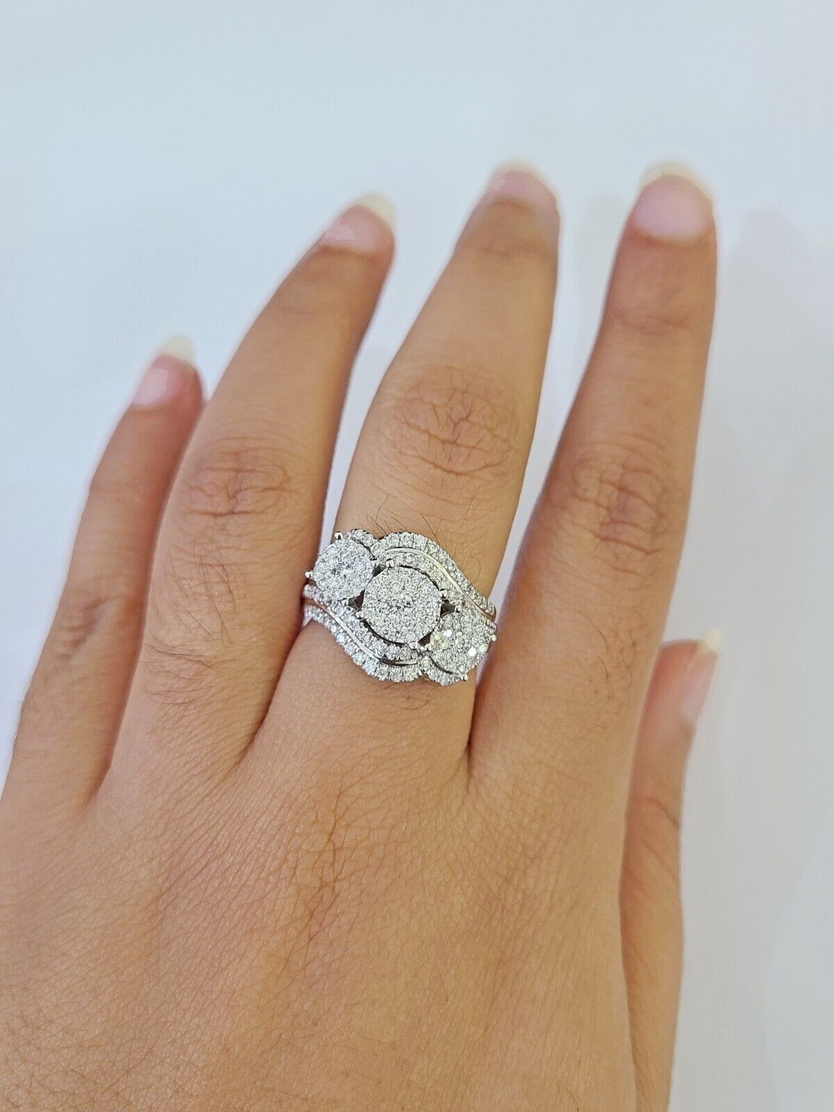 REAL 14k White Gold Diamond Ring Ladies Wedding Engagement Genuine - GoldenlinQ