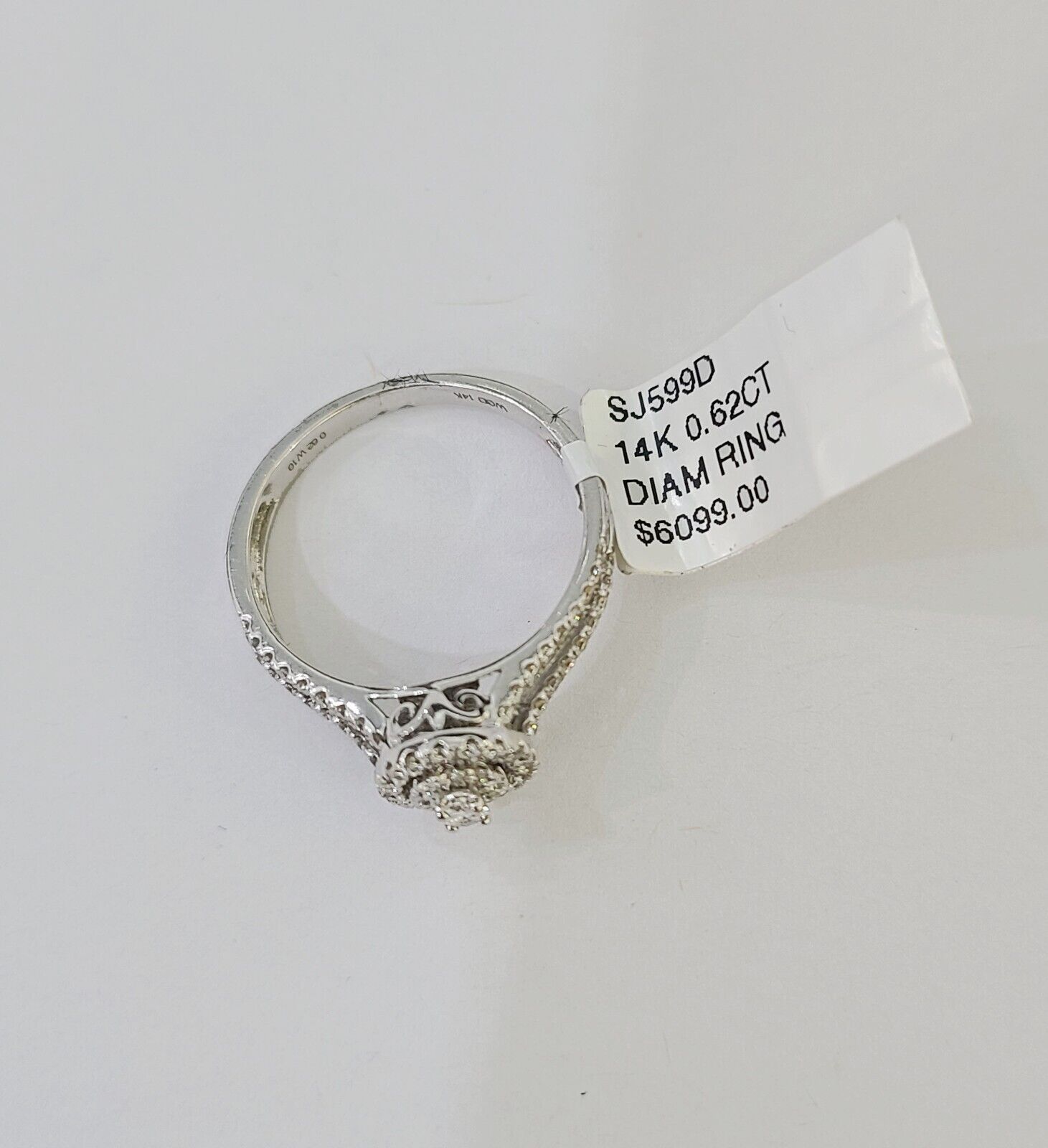 REAL 14k White Gold Diamond Ring Ladies Wedding Engagement Genuine - GoldenlinQ