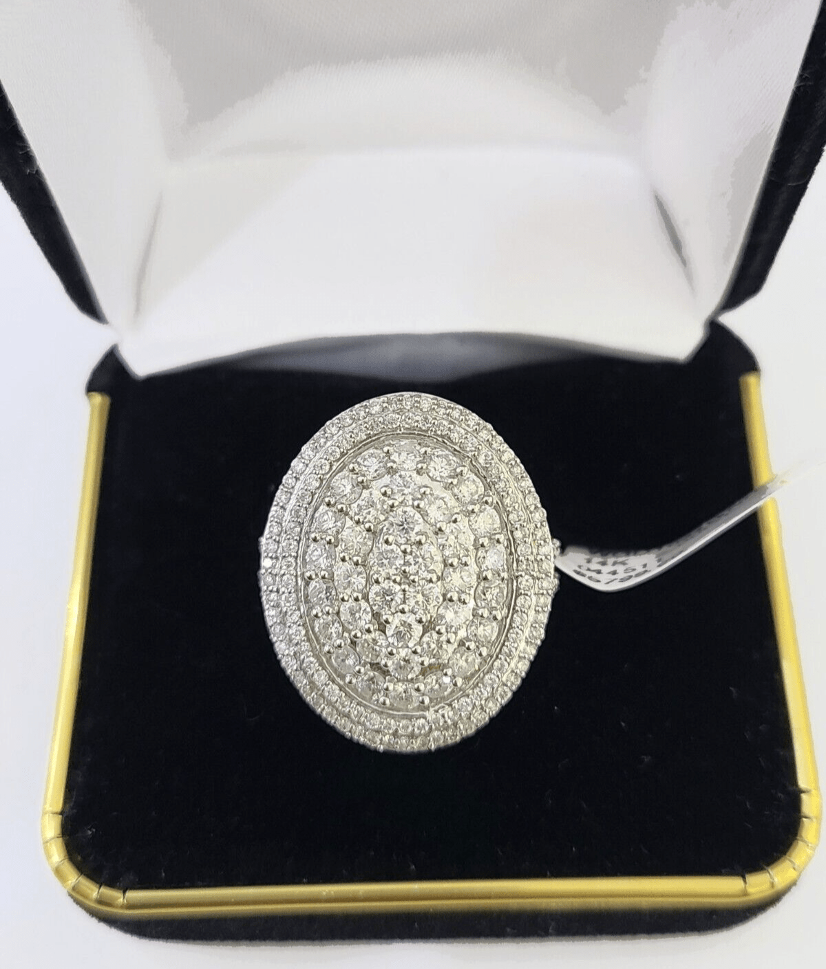REAL 14k White Gold Diamond Ring Oval Shaped Ladies Wedding Engagement - GoldenlinQ