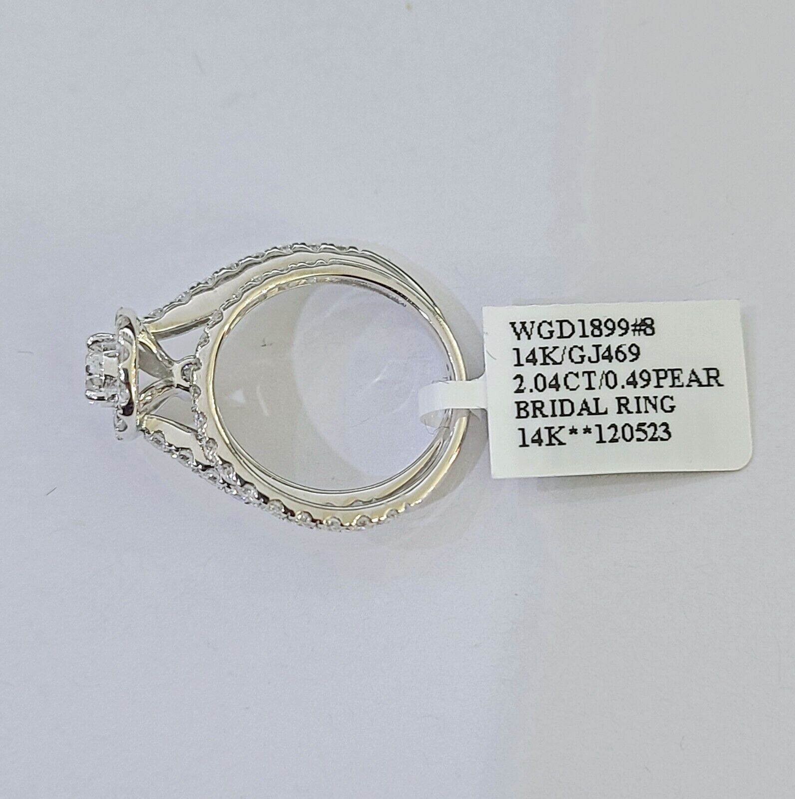 REAL 14k White Gold Diamond Ring Pear Shaped Ladies Wedding Engagement - GoldenlinQ