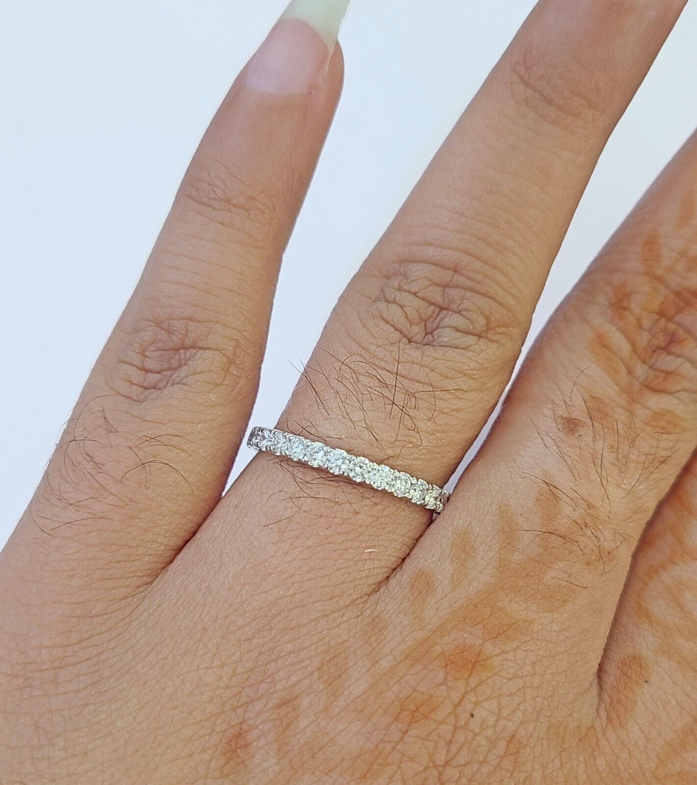 REAL 14k White Gold Diamond Ring Pear Shaped Ladies Wedding Engagement - GoldenlinQ