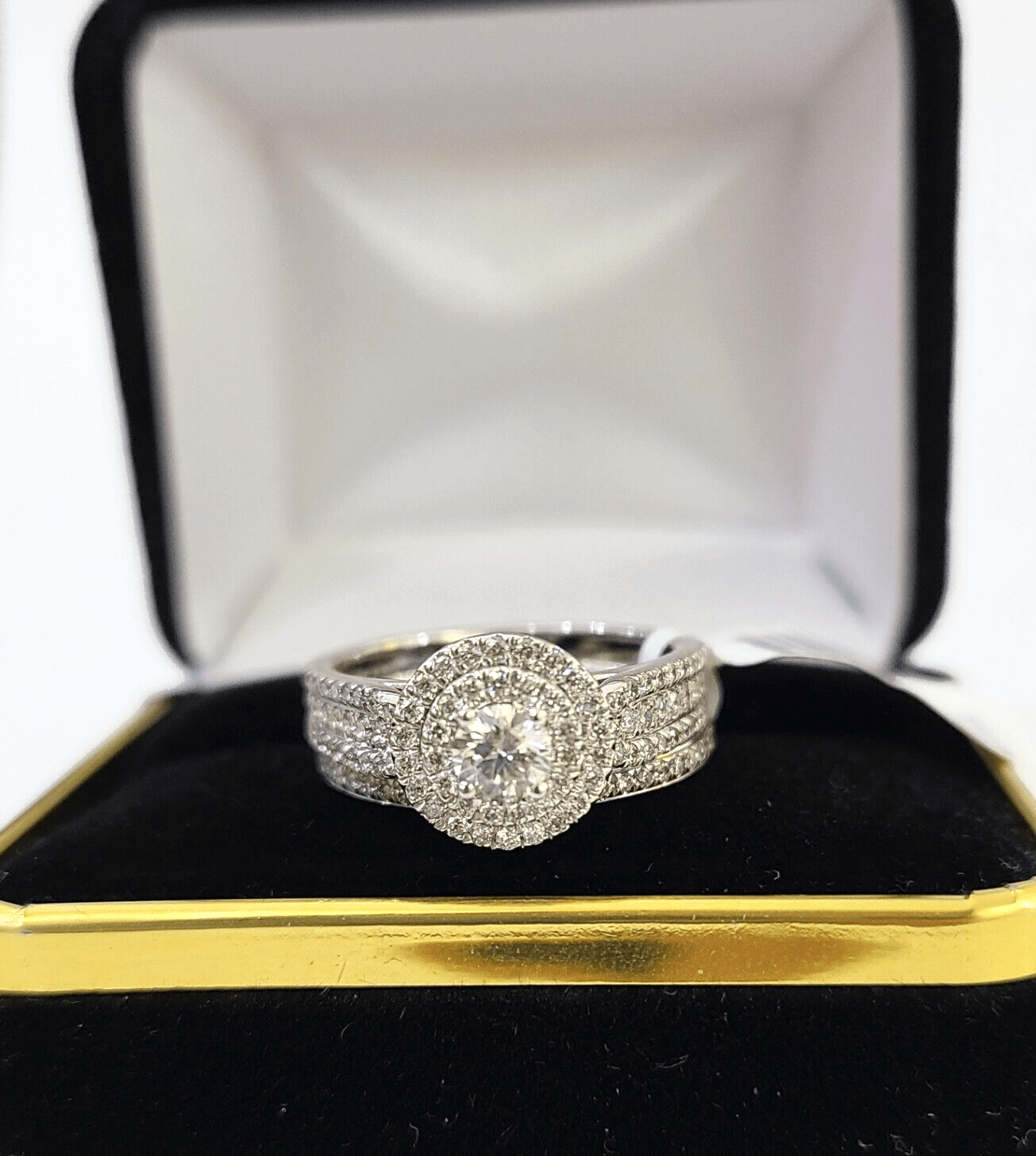 REAL 14k White Gold Diamond Ring Round Shaped Ladies Wedding Engagement - GoldenlinQ