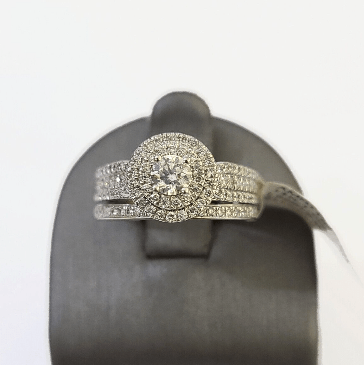 REAL 14k White Gold Diamond Ring Round Shaped Ladies Wedding Engagement - GoldenlinQ