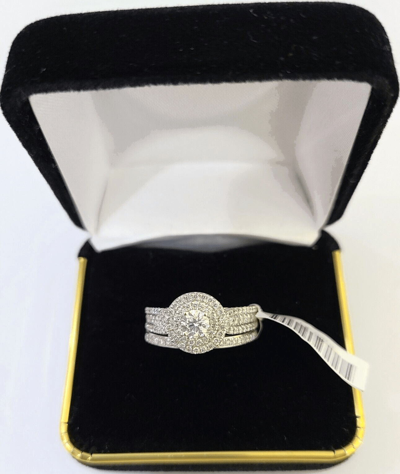 REAL 14k White Gold Diamond Ring Round Shaped Ladies Wedding Engagement - GoldenlinQ