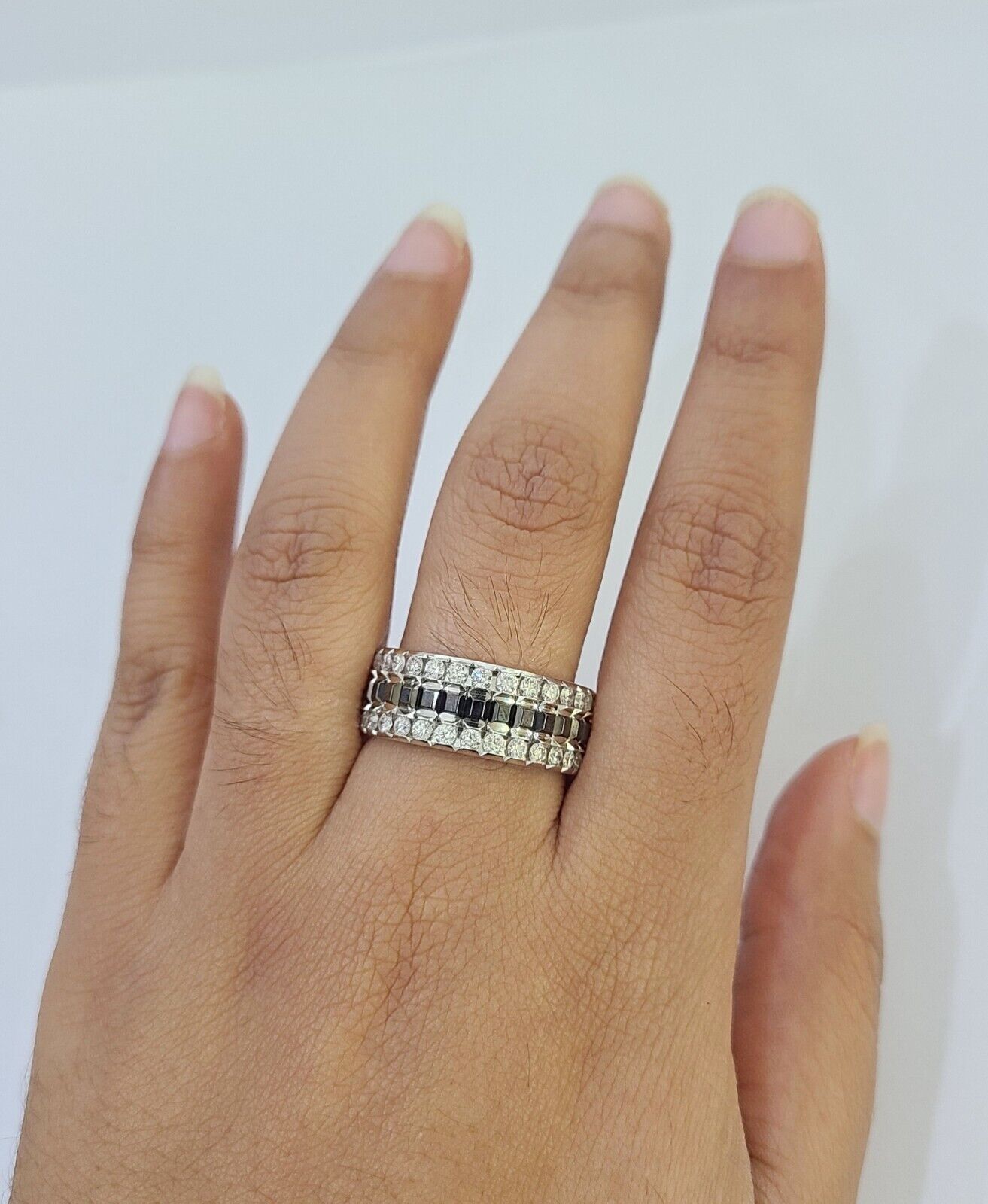 REAL 14k White Gold Diamond Ring Size 10 Wedding Casual Ring Mens - GoldenlinQ