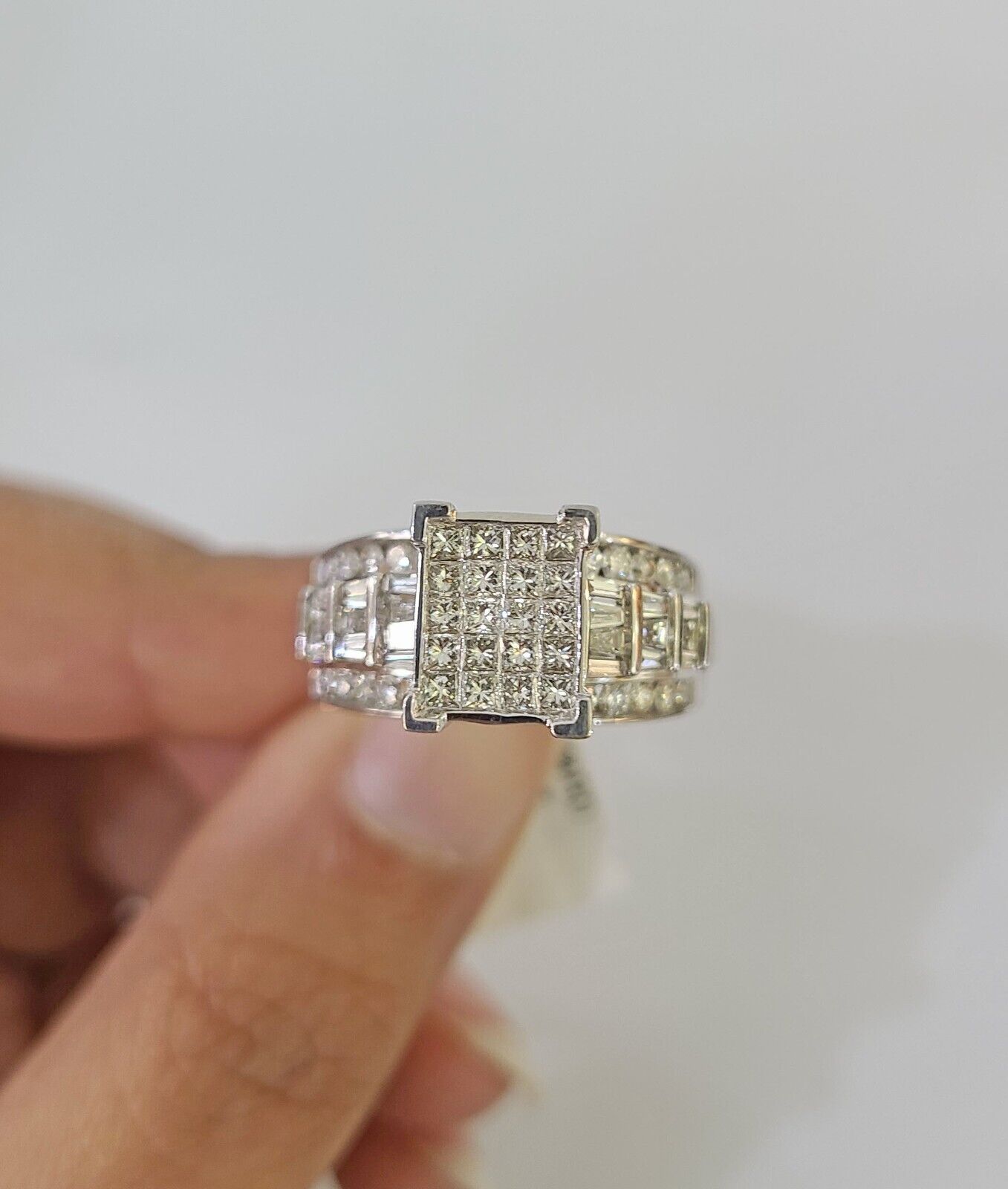 REAL 14k White Gold Diamond Ring Size 10 Wedding Casual Ring Mens Genuine - GoldenlinQ