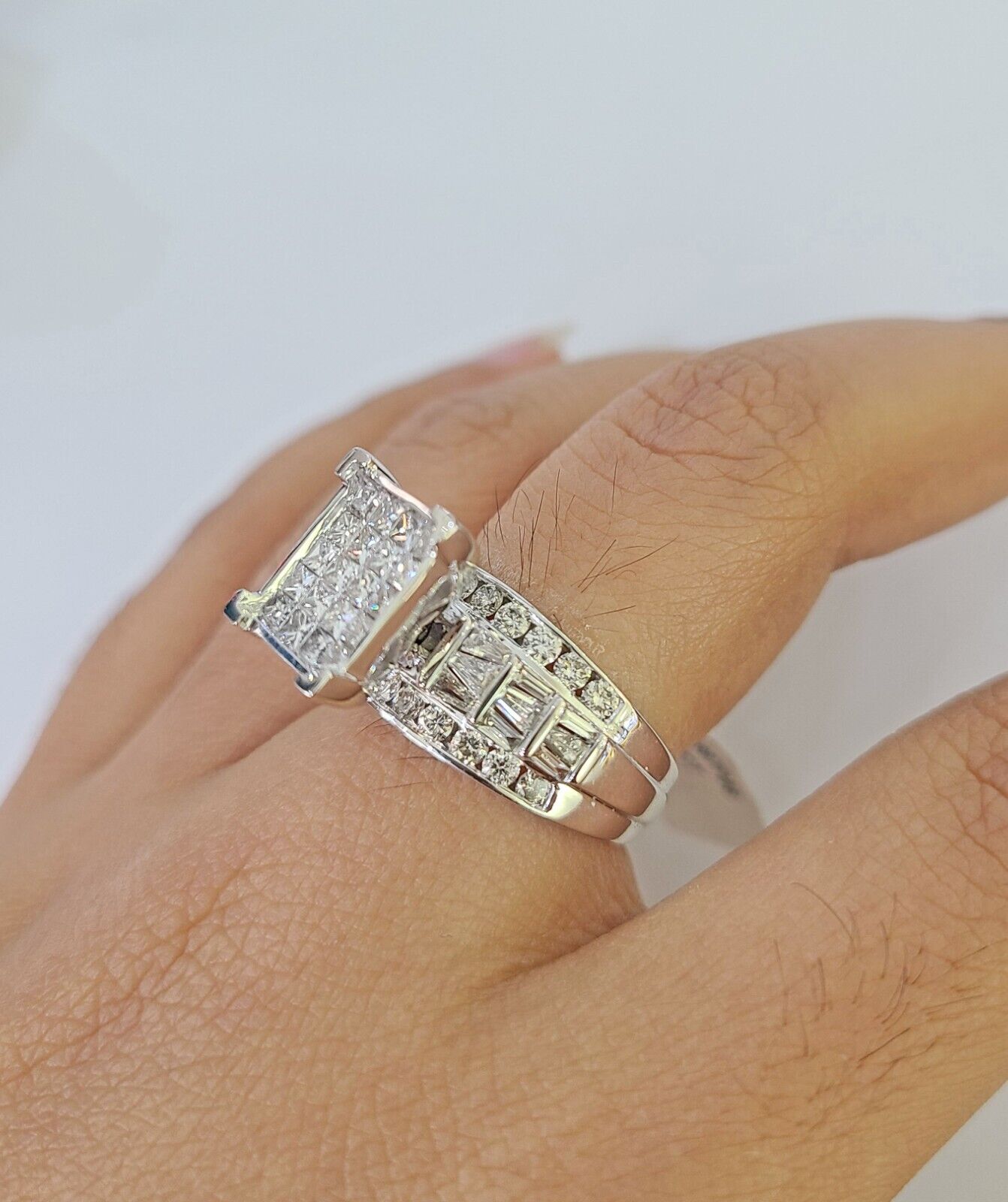 REAL 14k White Gold Diamond Ring Size 10 Wedding Casual Ring Mens Genuine - GoldenlinQ