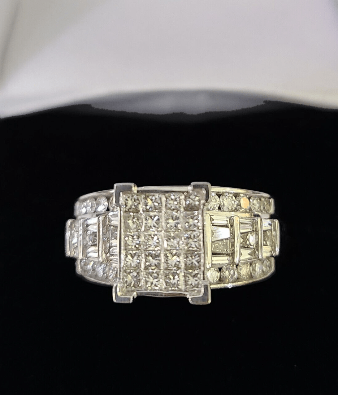 REAL 14k White Gold Diamond Ring Size 10 Wedding Casual Ring Mens Genuine - GoldenlinQ
