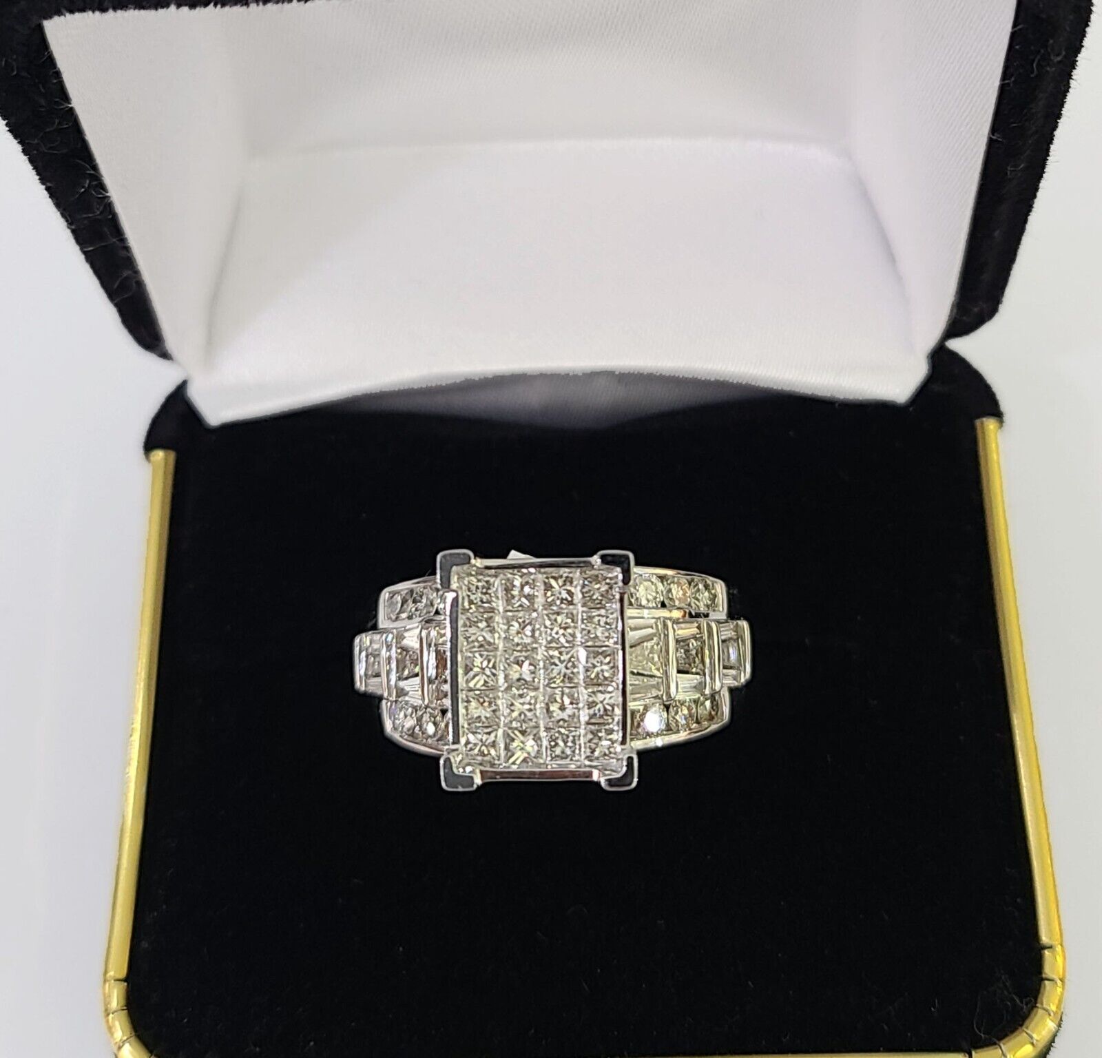 REAL 14k White Gold Diamond Ring Size 10 Wedding Casual Ring Mens Genuine - GoldenlinQ