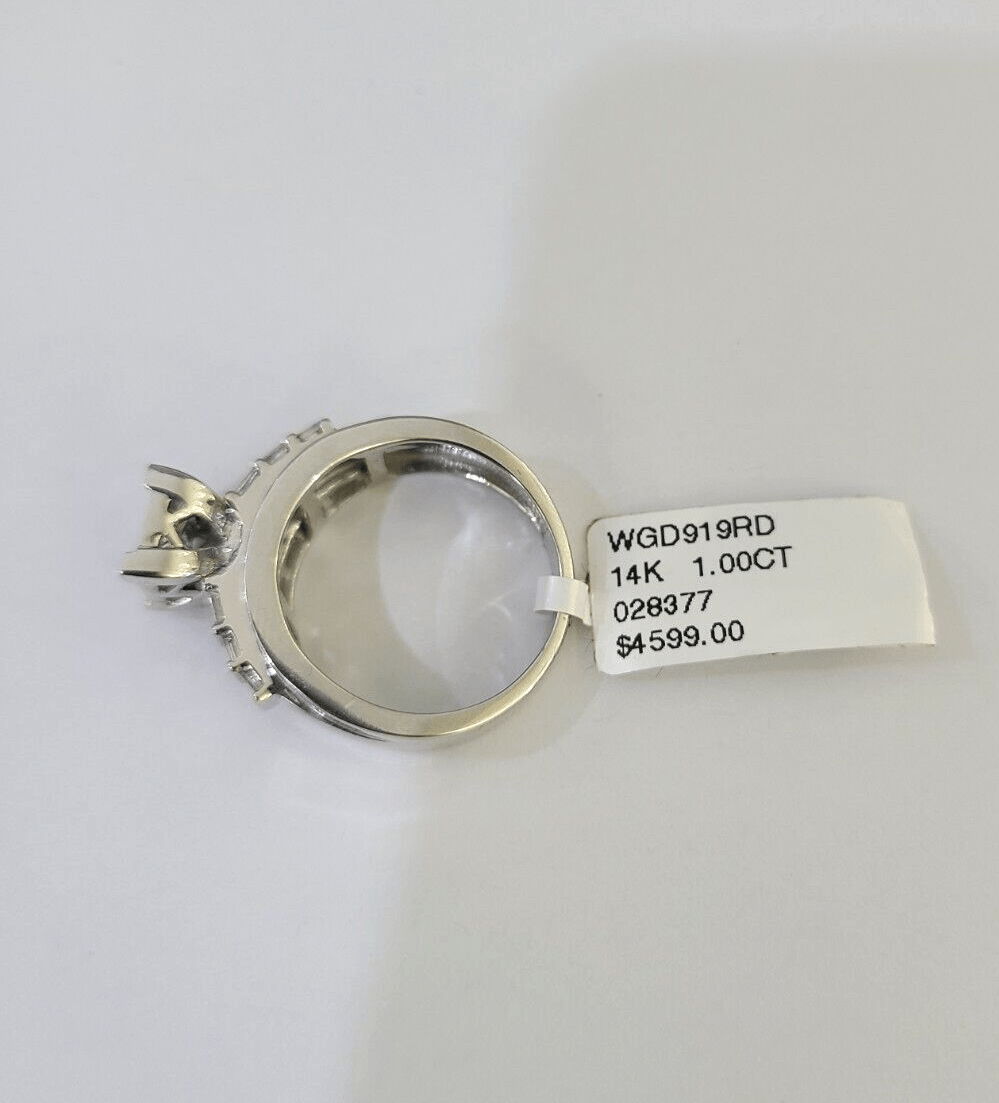REAL 14k White Gold Diamond Ring Size 7 Wedding Casual Ring Womens Genuine - GoldenlinQ