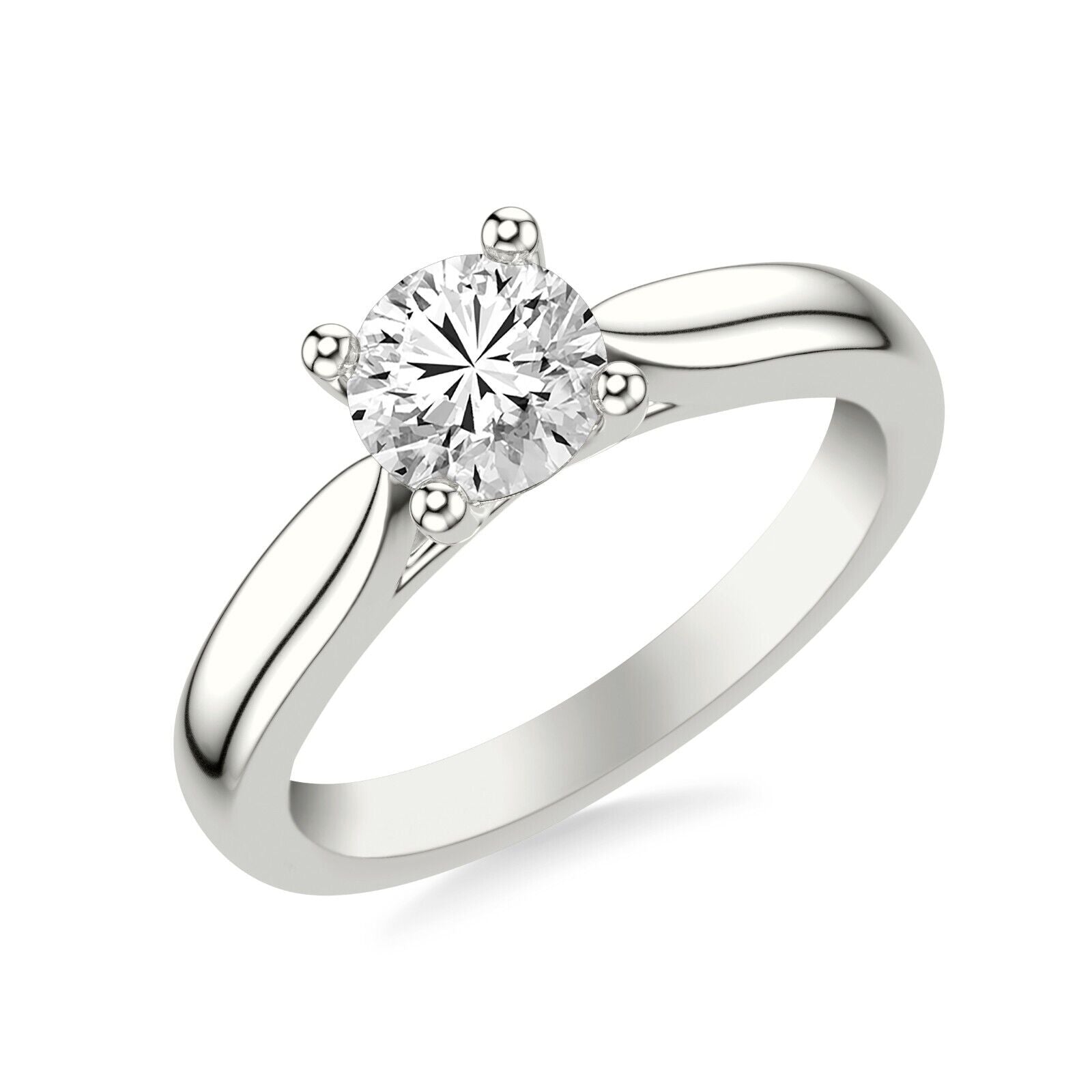 Real 14k White Gold IGI Certified 0.75CT Lab Created Diamond Ring Round VS - GoldenLinQ