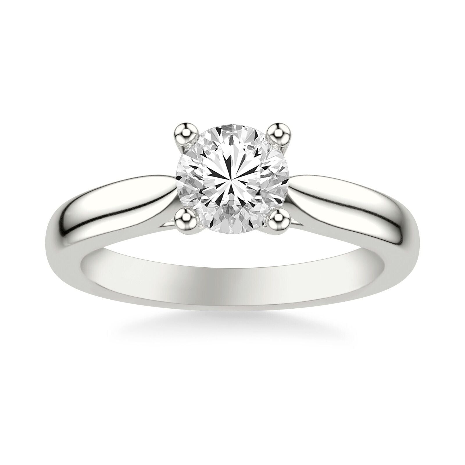 Real 14k White Gold IGI Certified 0.75CT Lab Created Diamond Ring Round VS - GoldenLinQ