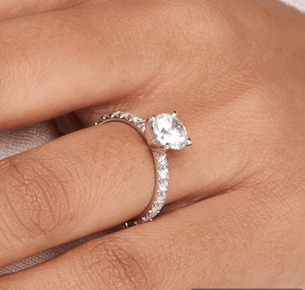 Real 14k White Gold IGI Certified 1.25CT Lab Created Diamond Ring Round Shaped - GoldenLinQ