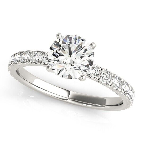 Real 14k White Gold IGI Certified 1.25CT Lab Created Diamond Ring Round Shaped - GoldenLinQ