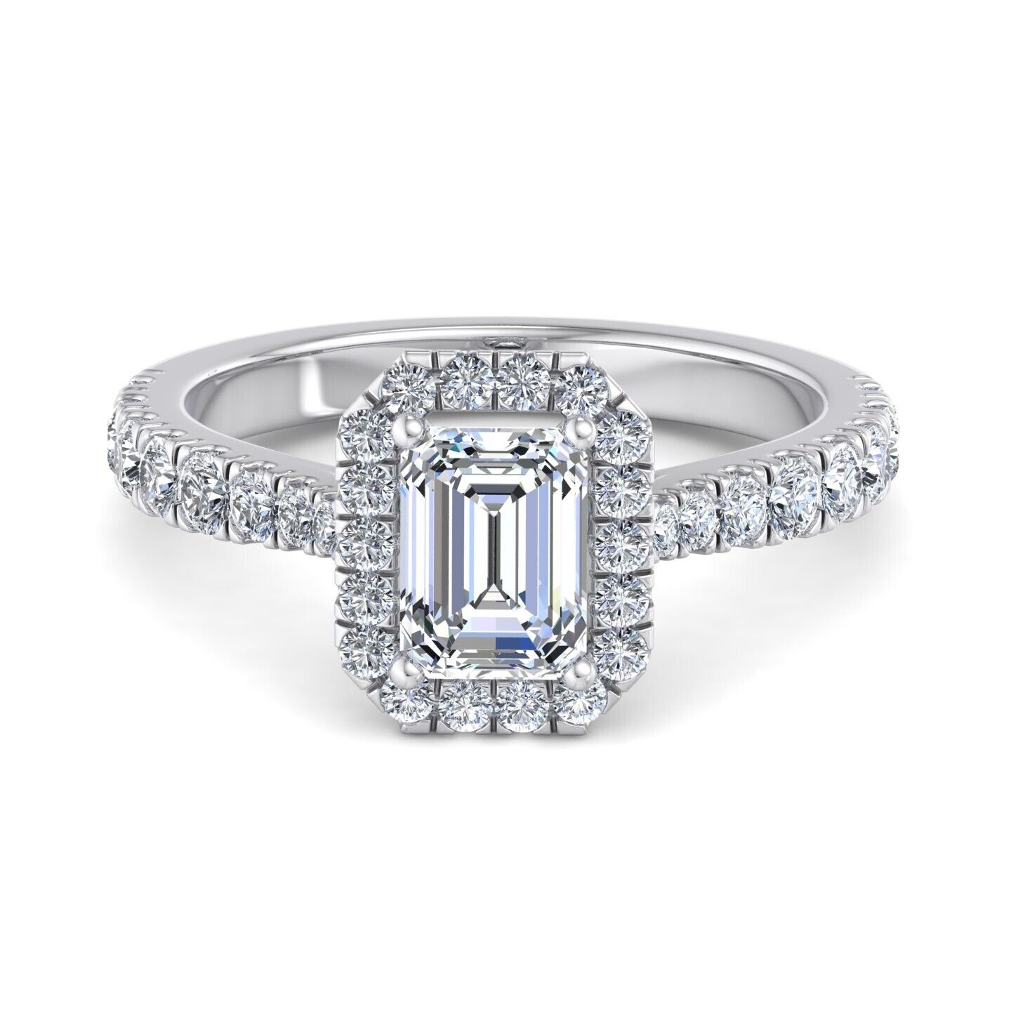 Real 14k White Gold IGI Certified 1.25CT Lab Created VS Diamond Ring Emerald Cut - GoldenLinQ