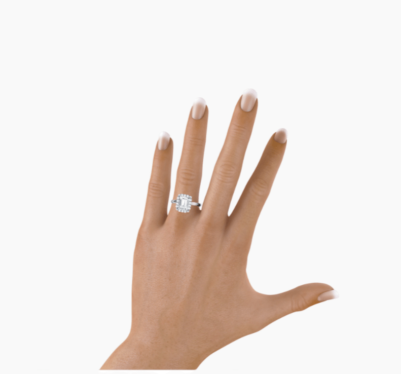 Real 14k White Gold IGI Certified 1.25CT Lab Created VS Diamond Ring Emerald Cut - GoldenlinQ
